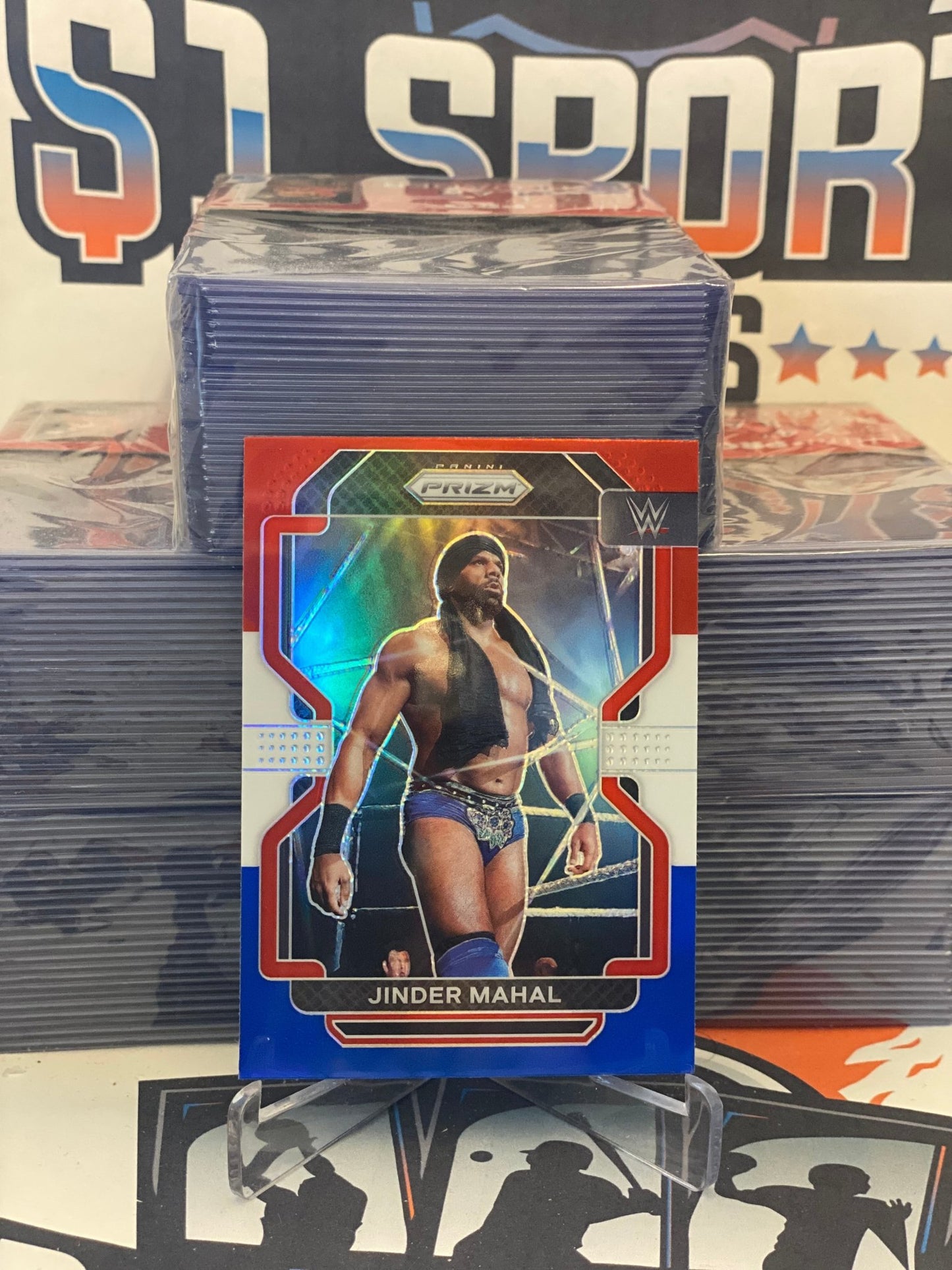 2022 Panini Prizm WWE (Red White Blue Prizm) Jinder Mahal #132