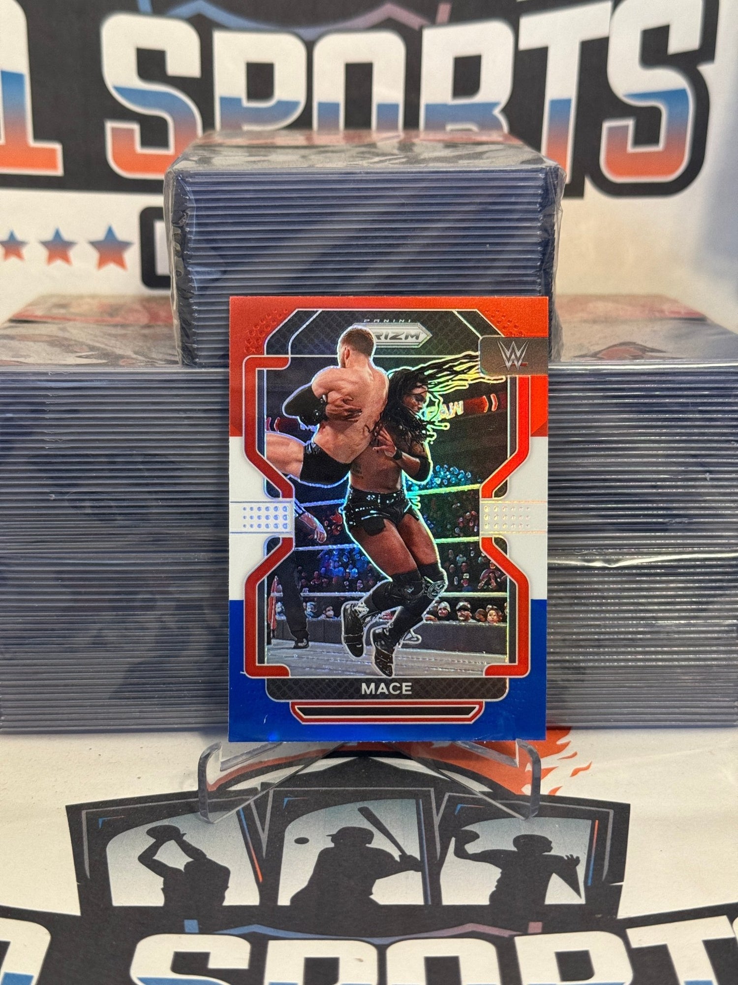 2022 Panini Prizm WWE (Red White Blue Prizm) Mace #169