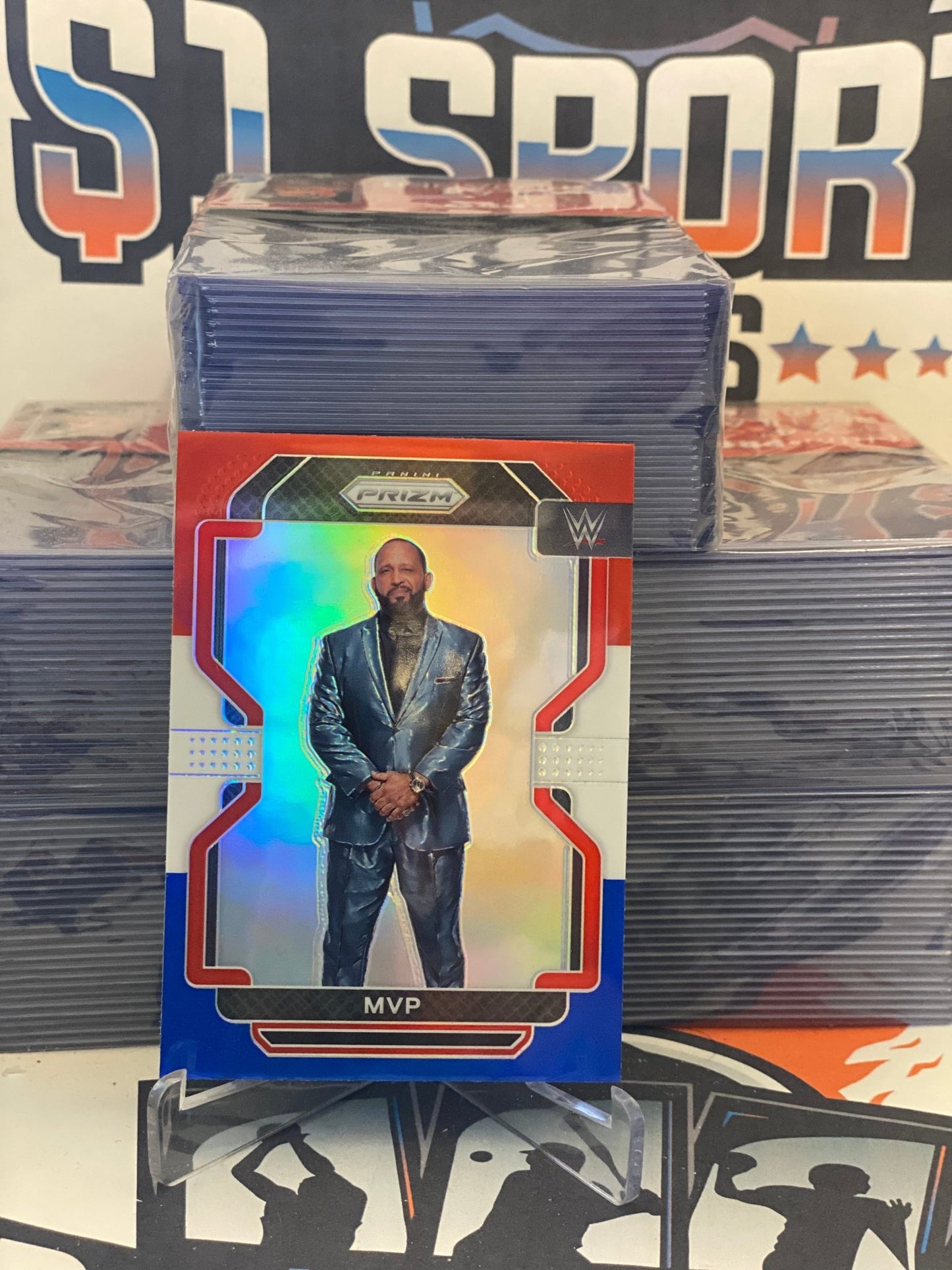 2022 Panini Prizm WWE (Red White Blue Prizm) MVP #132