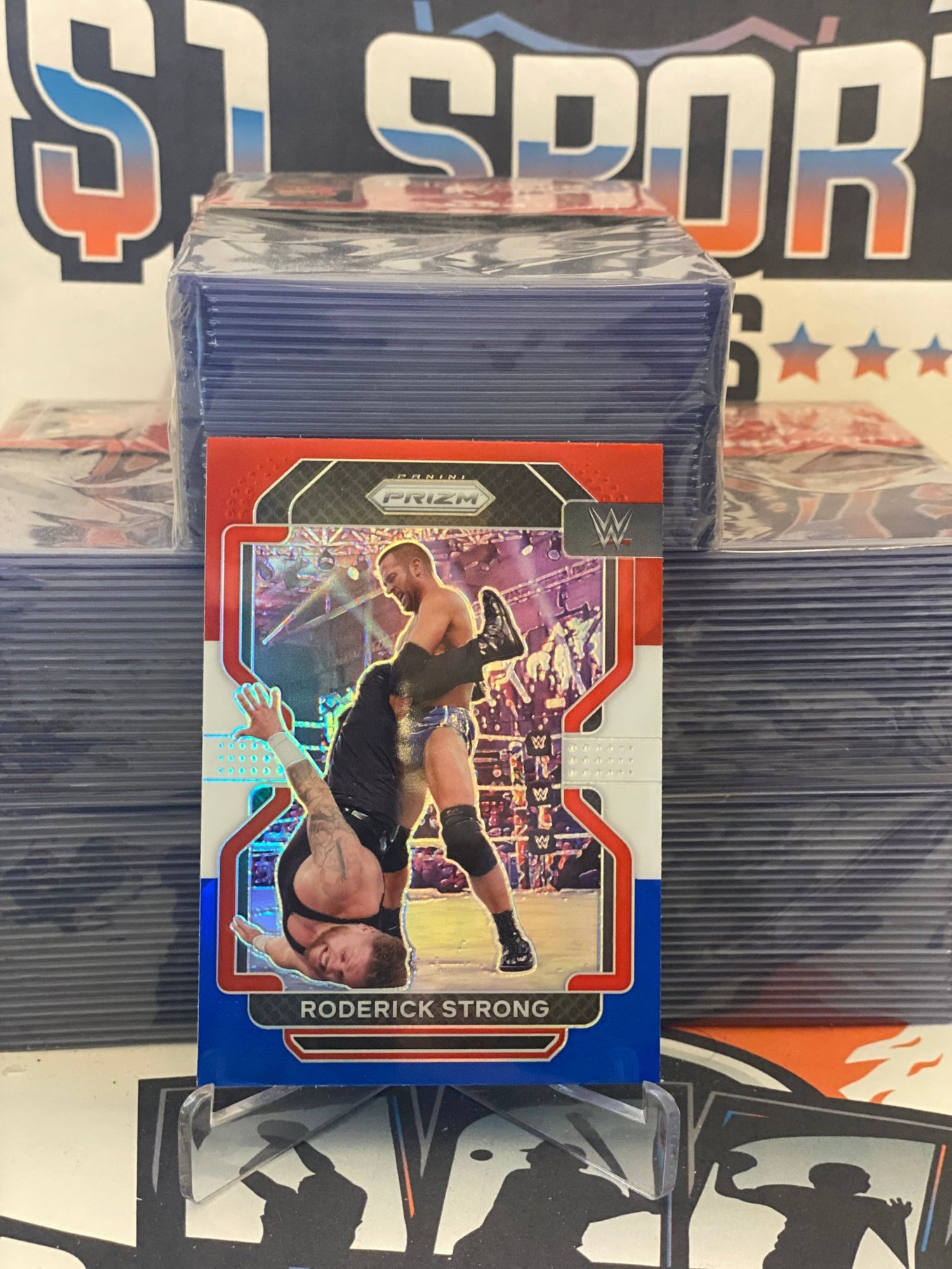 2022 Panini Prizm WWE (Red White Blue Prizm) Roderick Strong #163