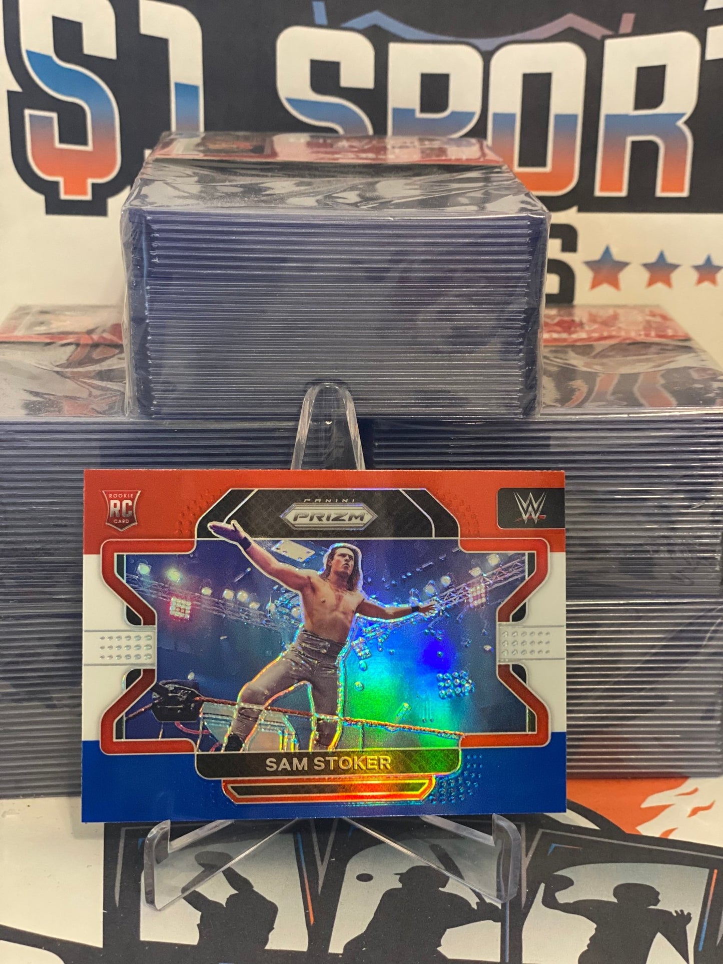 2022 Panini Prizm WWE (Red White Blue Prizm) Sam Stoker Rookie #50