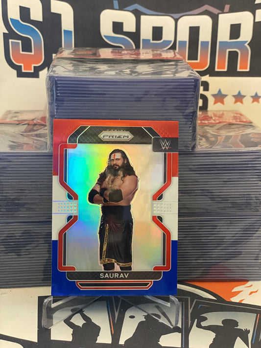 2022 Panini Prizm WWE (Red White Blue Prizm) Saurav #103