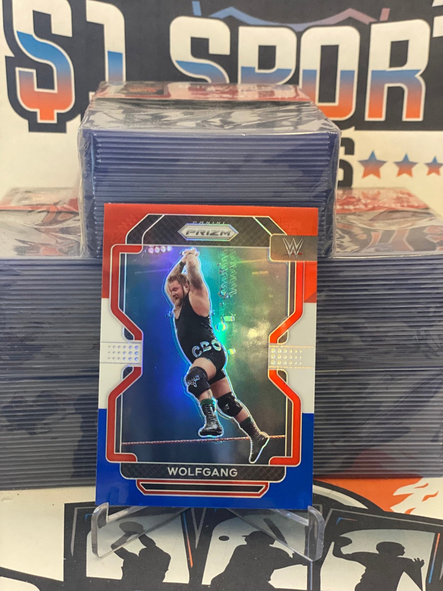 2022 Panini Prizm WWE (Red White Blue Prizm) Wolfgang #149