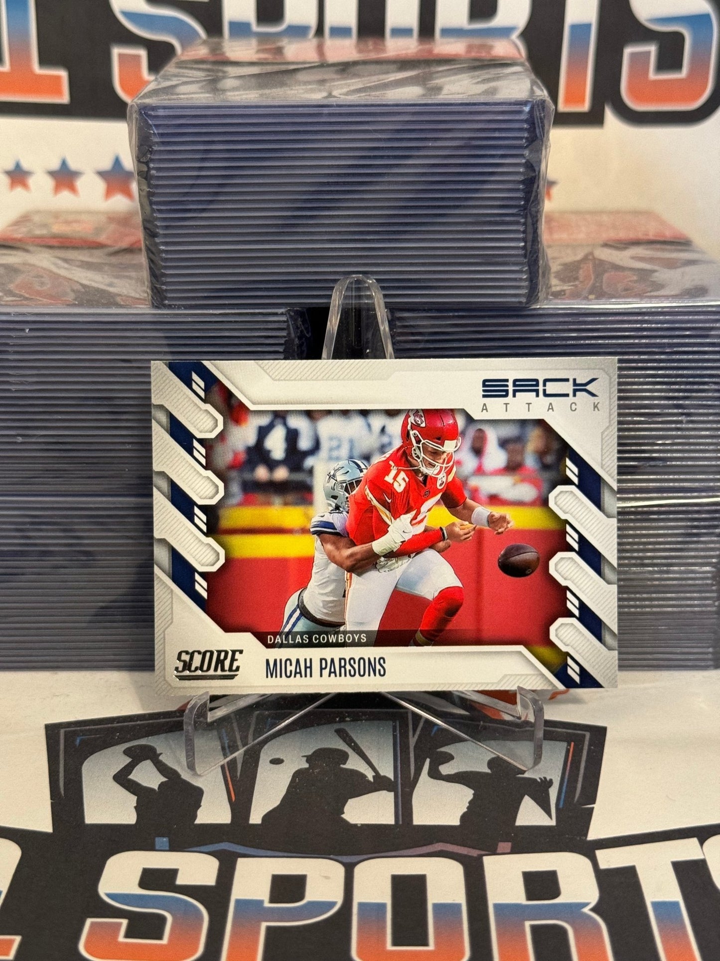 2022 Panini Score (Sack Attack w/ Patrick Mahomes II) Micah Parsons #SA-MP