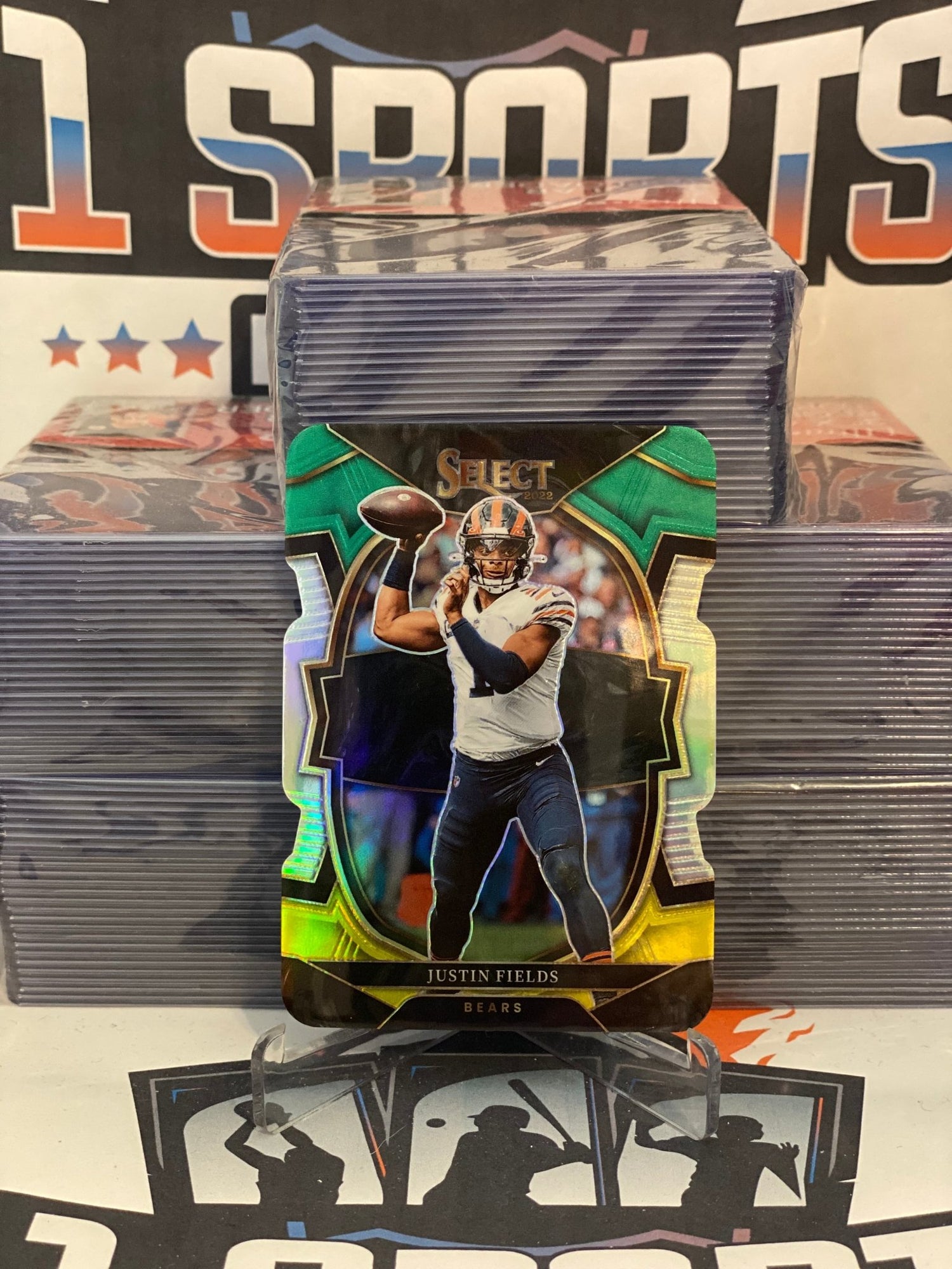 2022 Panini Select (Green Yellow Die Cut Prizm) Justin Fields #60