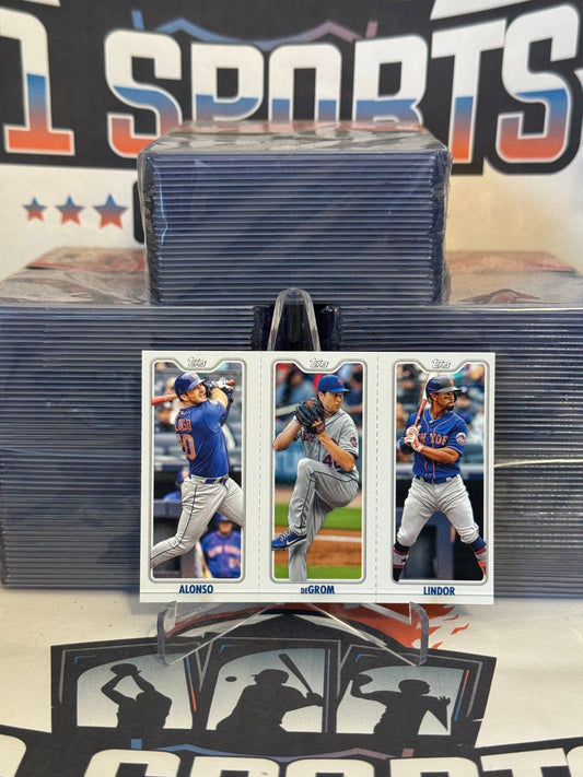 2022 Topps Opening Day (Triple Play) Pete Alonso, Jacob DeGrom, Francisco Lindor #TPC-5