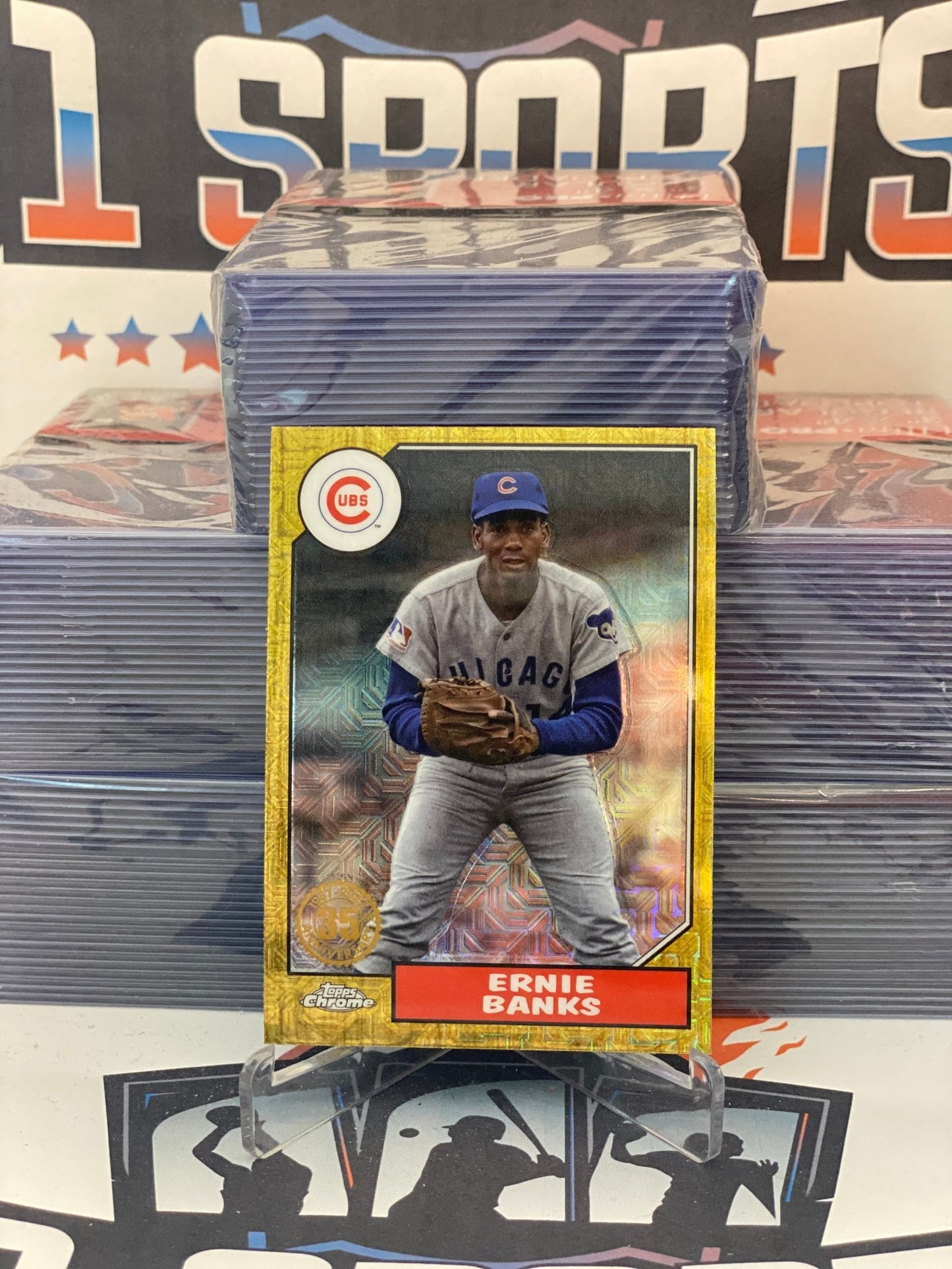 2022 Topps (Silver Pack Refractor, 1987 Redux) Ernie Banks #T87C2-15
