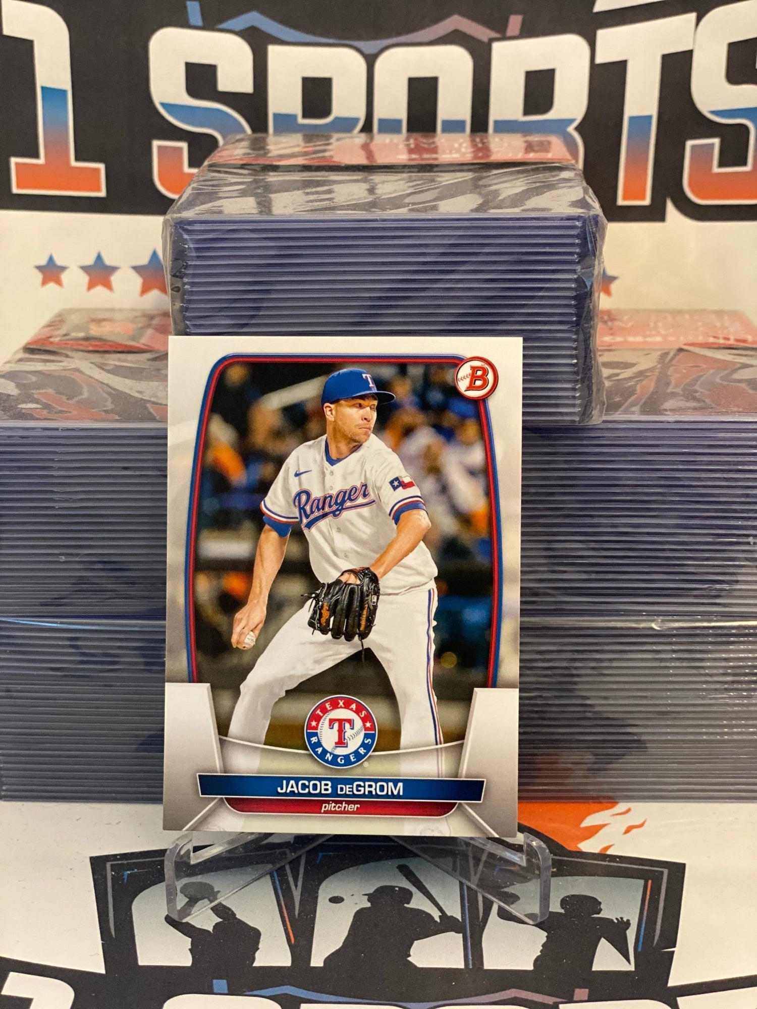 2023 Bowman Jacob DeGrom #54 Texas Rangers Baseball Card