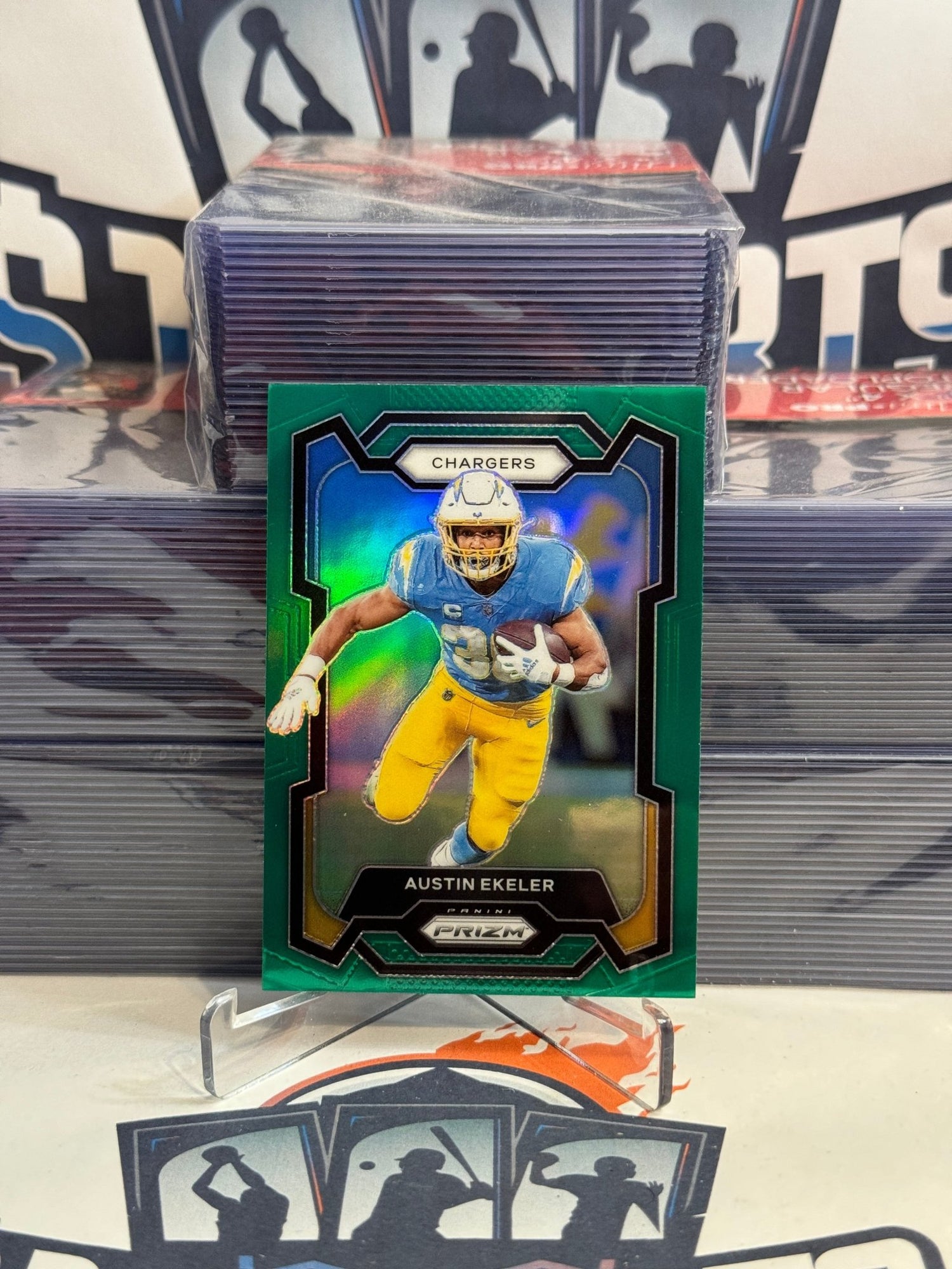 2023 Panini Prizm (Green Prizm) Austin Ekeler #153