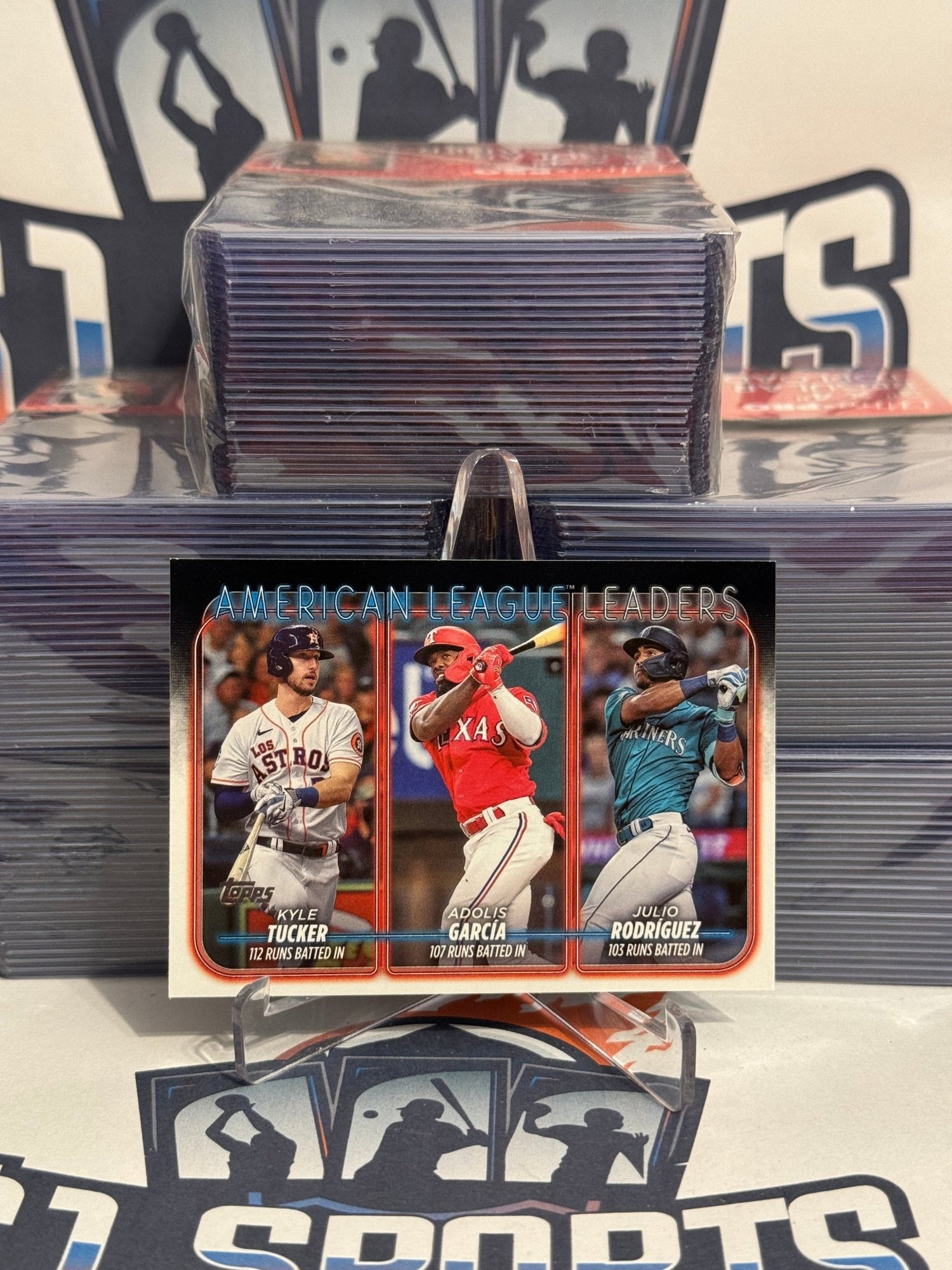 2024 Topps (AL RBI Leaders) Julio Rodriguez, Adolis Garcia, Kyle Tucker #106