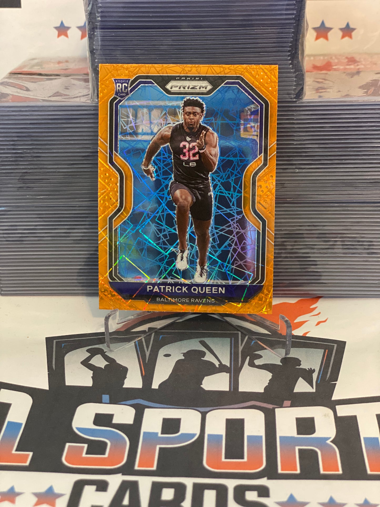 2020 Panini Prizm (Orange Lazer Prizm) Patrick Queen Rookie #381