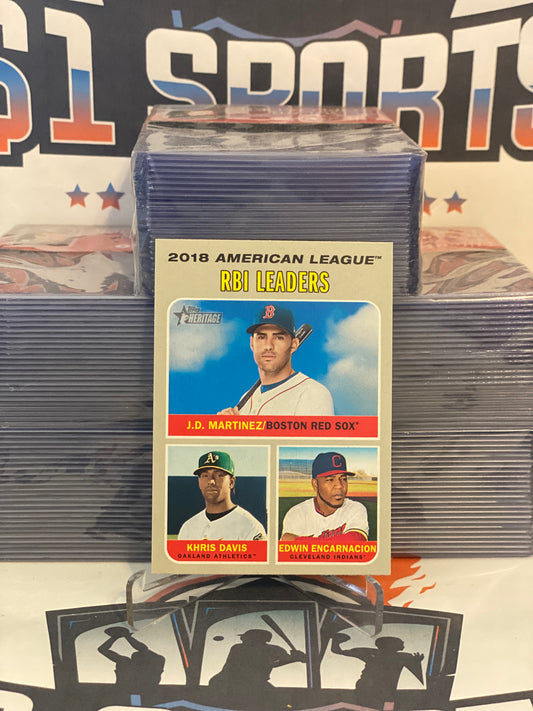 2019 Topps Heritage (A.L. RBI Leaders) J.D. Martinez, Khris Davis, Edwin Encarnacion #64
