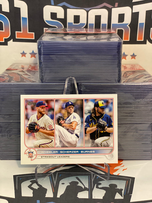 2022 Topps (N.L. Strikeout Leaders) Zack Wheeler, Max Scherzer & Corbin Burnes #127