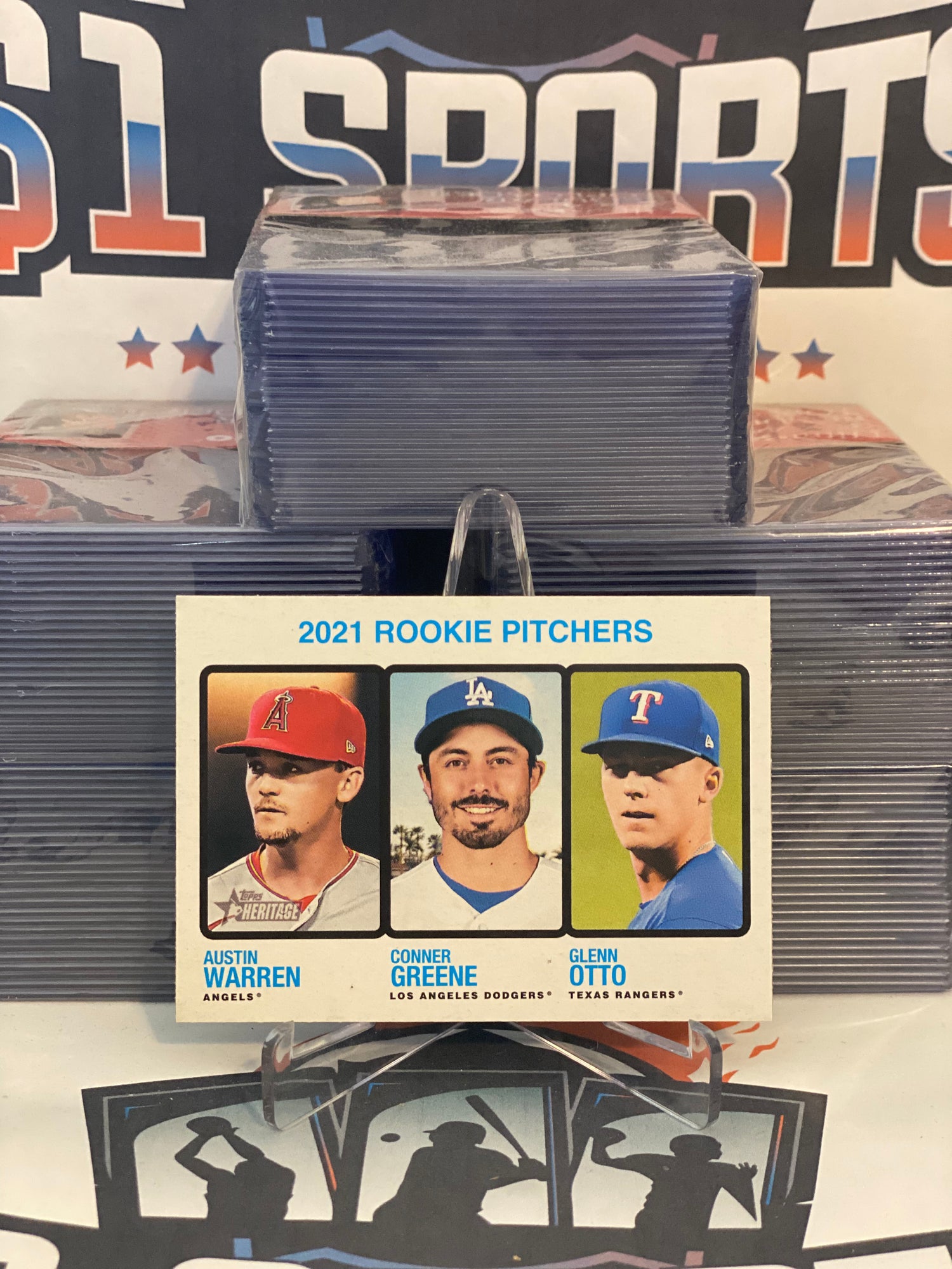 2021 Topps Heritage (Rookie Pitchers) Austin Warren, Conner Greene, Glenn Otto #70