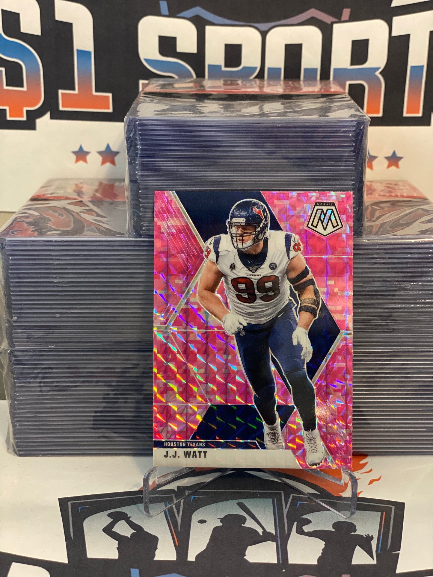 2020 Panini Prizm (Pink Camo Prizm) J.J. Watt #87