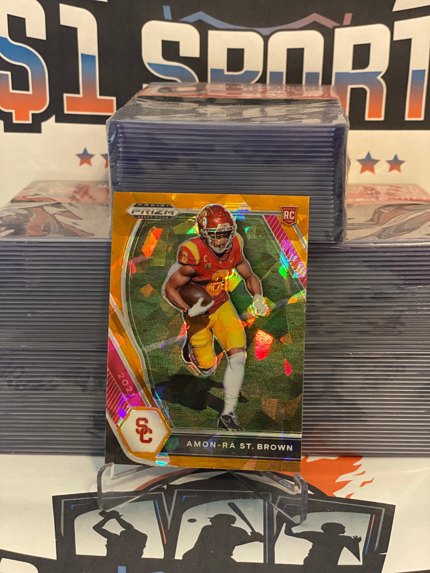2021 Panini Prizm Draft Picks (Orange Ice Prizm) Amon-Ra St. Brown Rookie #133