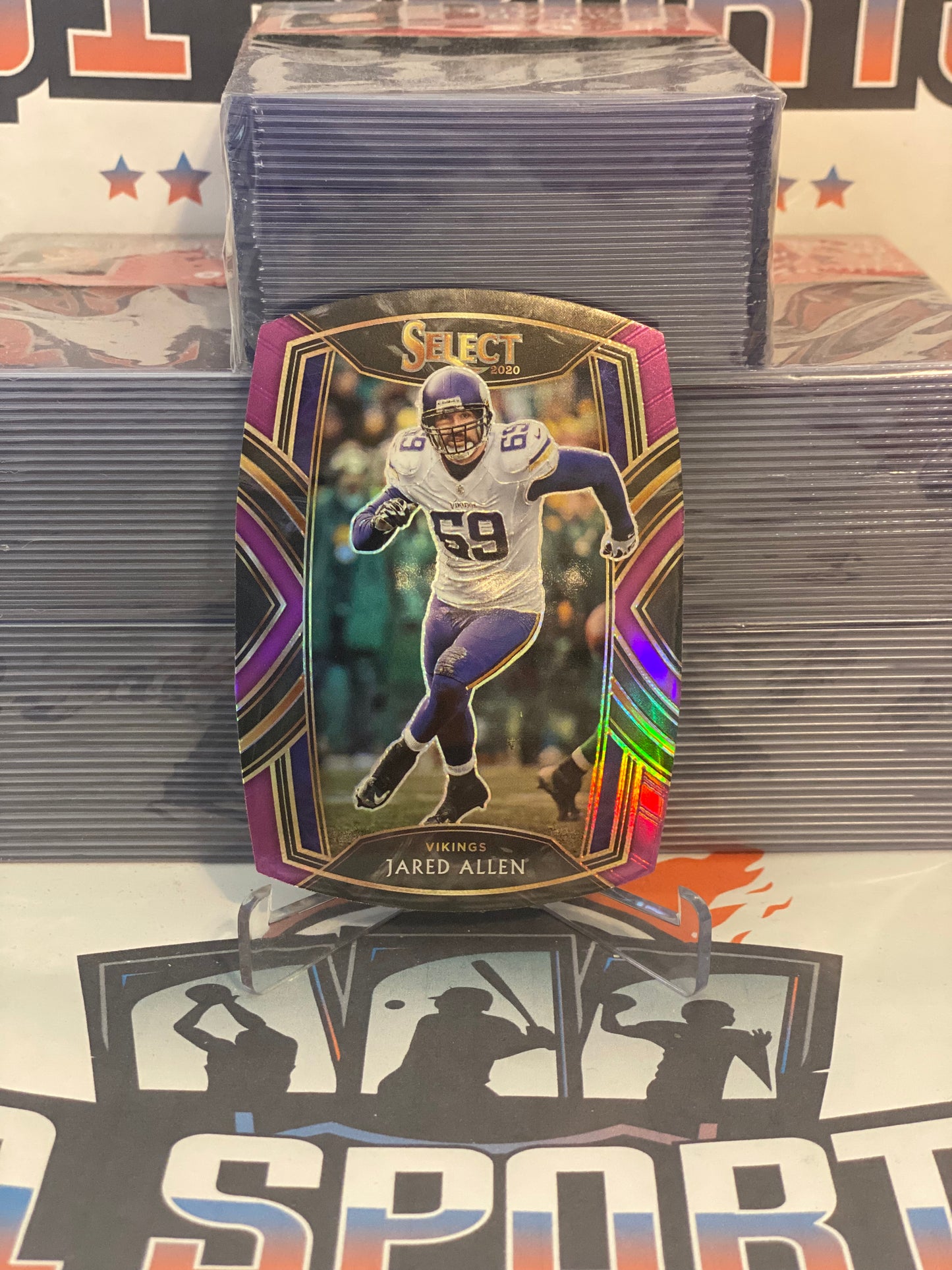 2020 Panini Select (Purple Die Cut Prizm, Club Level) Jared Allen #213