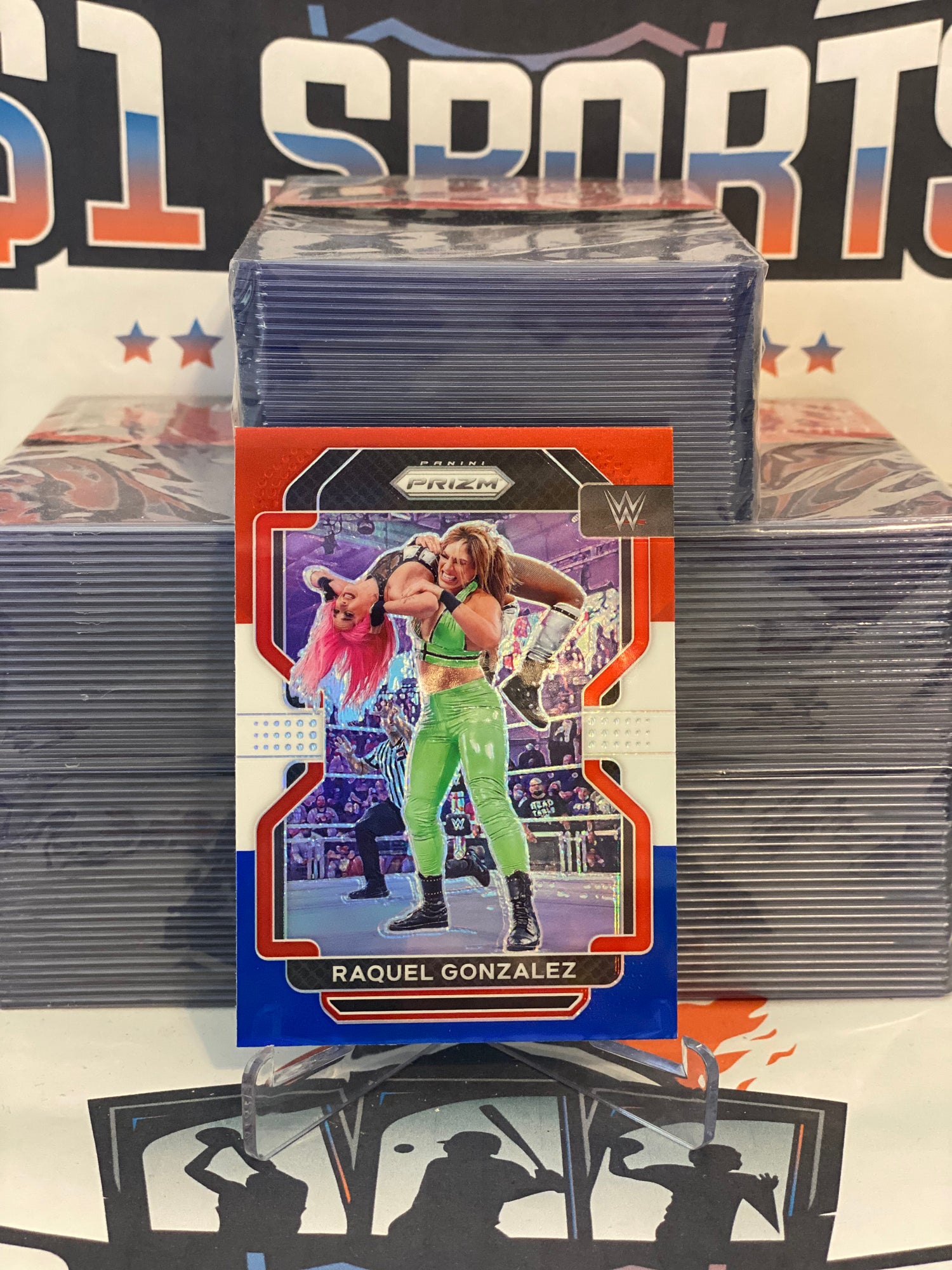 2022 Panini Prizm WWE (Red White Blue Prizm) Raquel Gonzalez #118