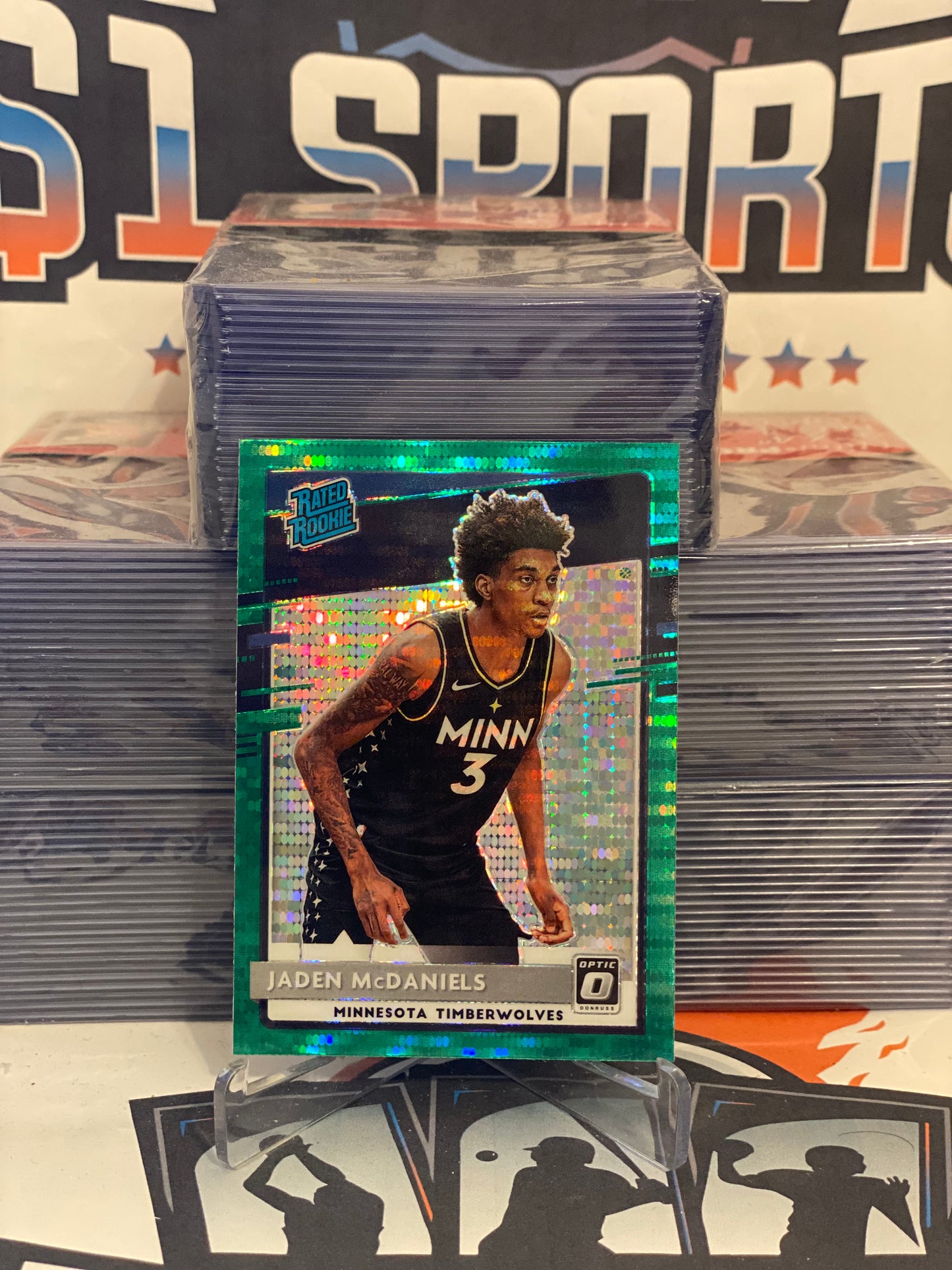 2020 Donruss Optic (Fanatics Green Prizm, Rated Rookie) Jaden McDaniels #178
