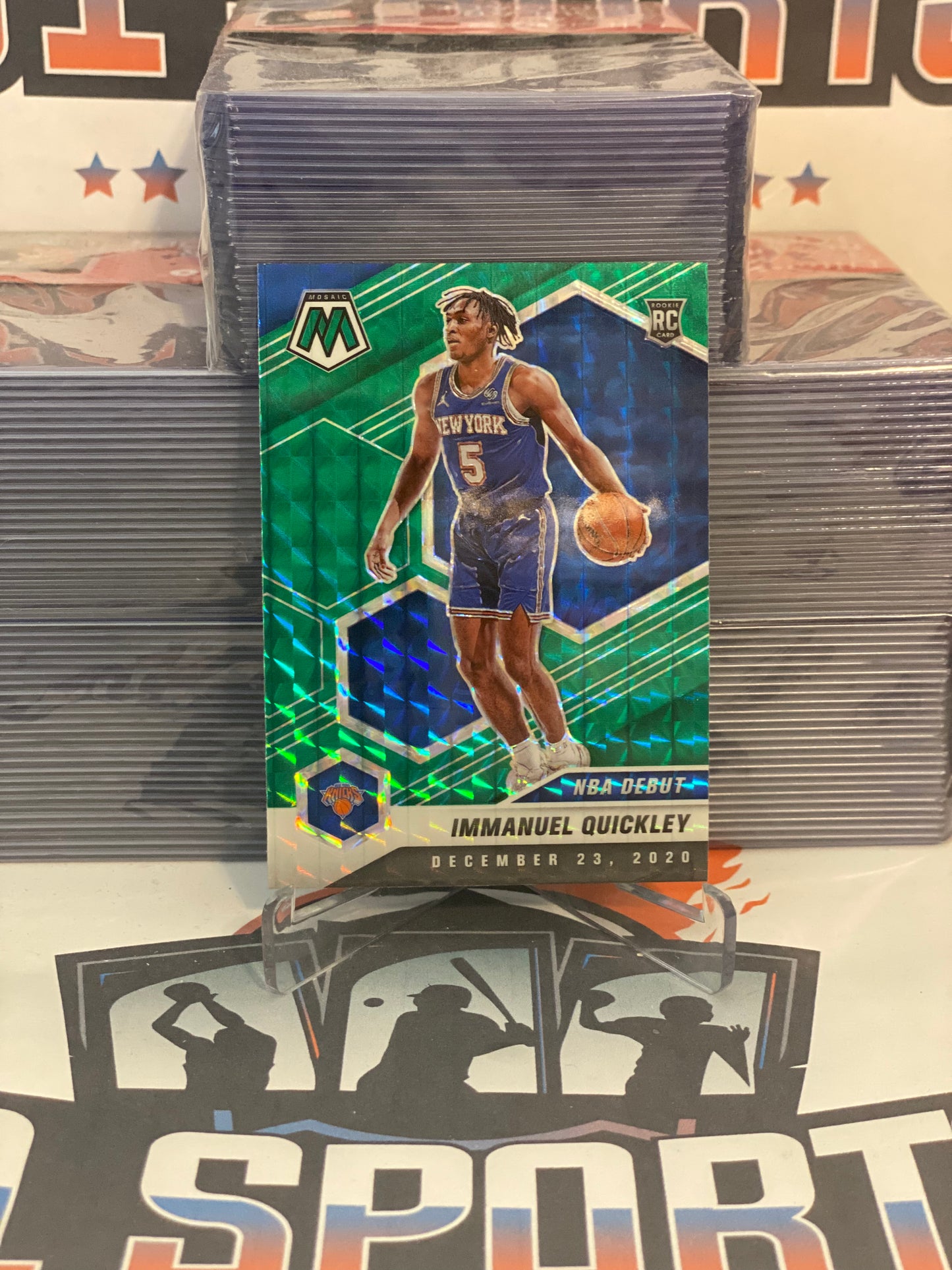 2020 Panini Mosaic (Green Prizm, NBA Debut) Immanuel Quickley Rookie #277