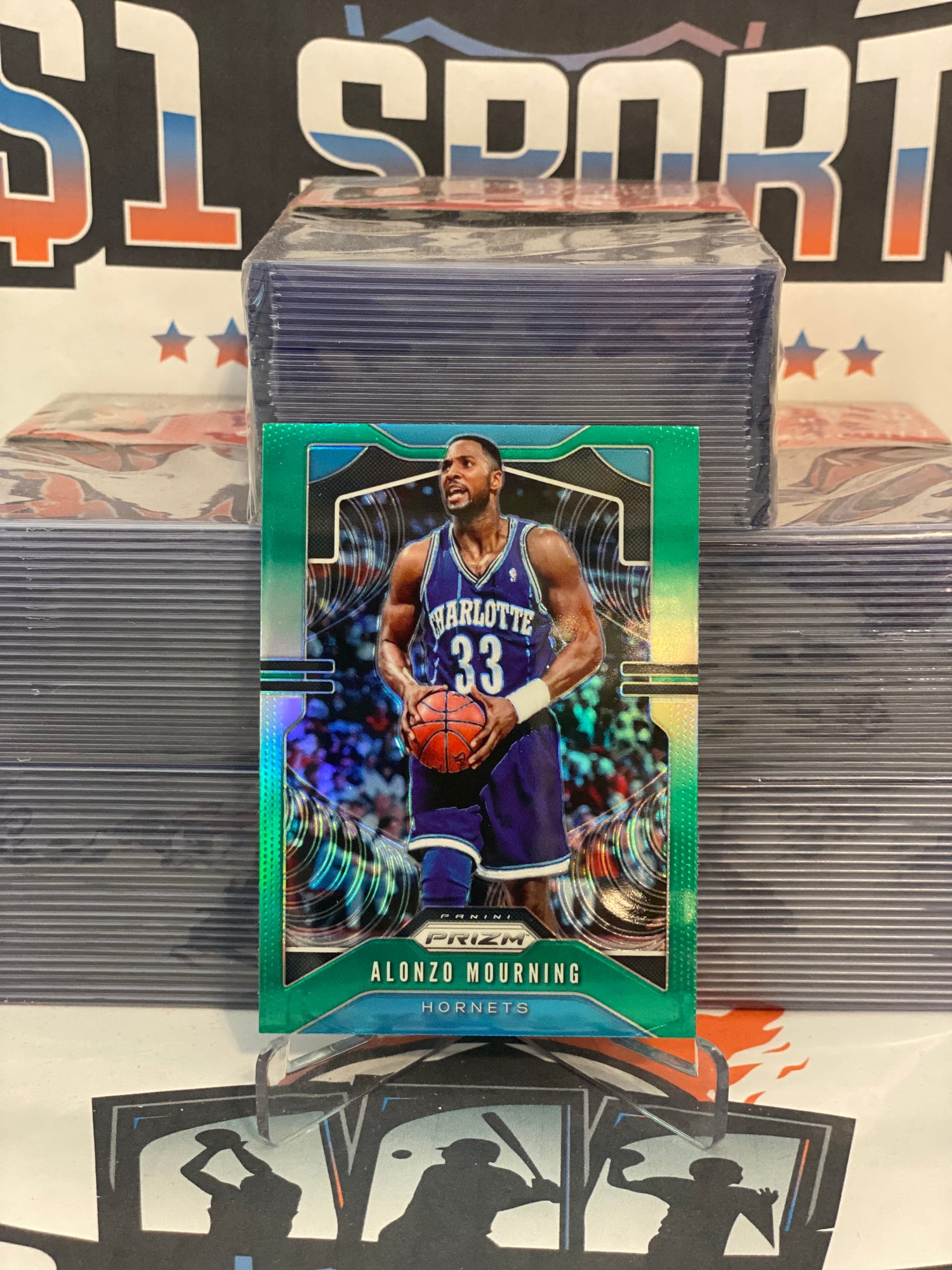 2019 Panini Prizm (Green Prizm) Alonzo Mourning #27