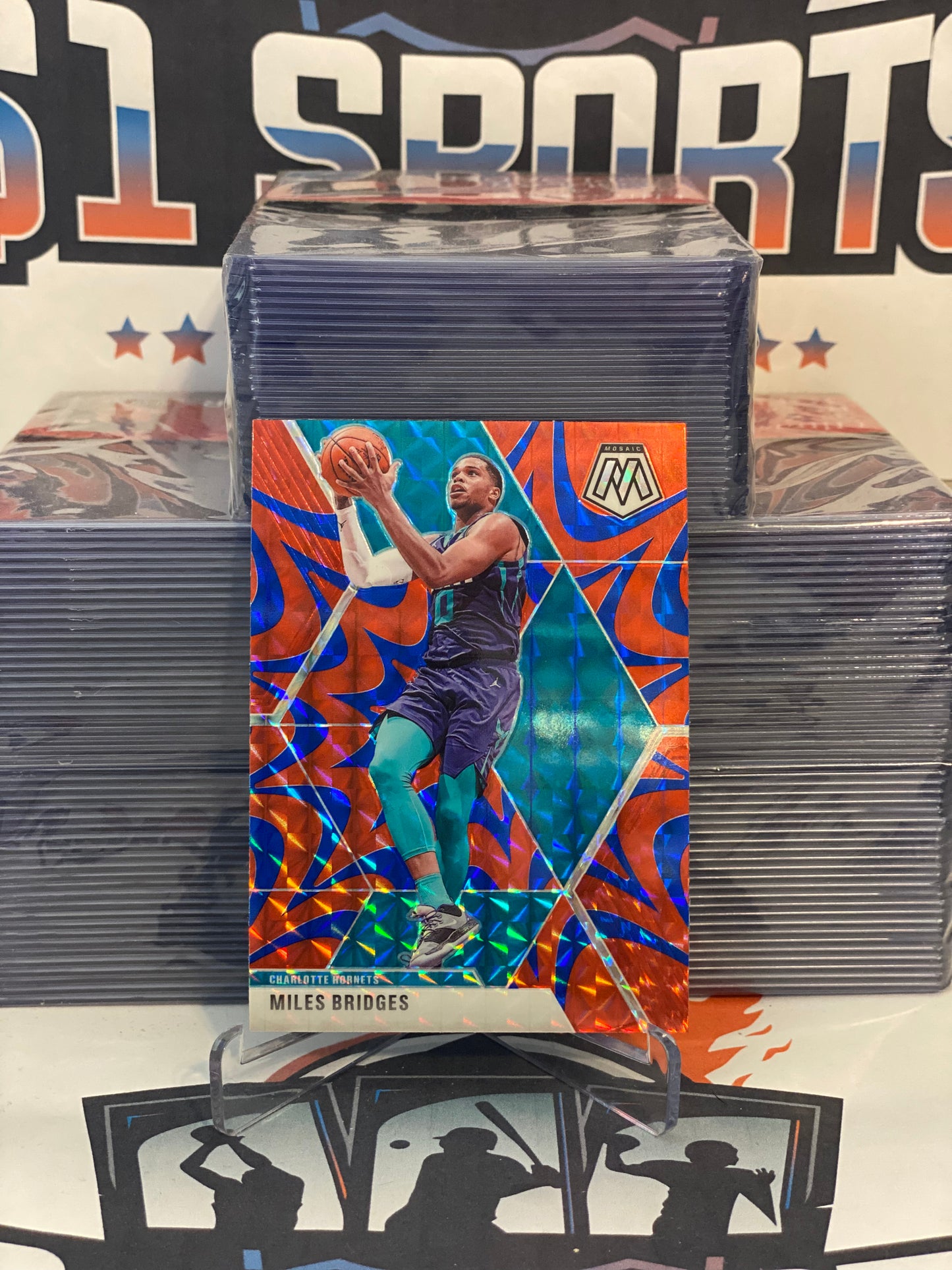 2019 Panini Mosaic (Reactive Blue Prizm) Miles Bridges #82