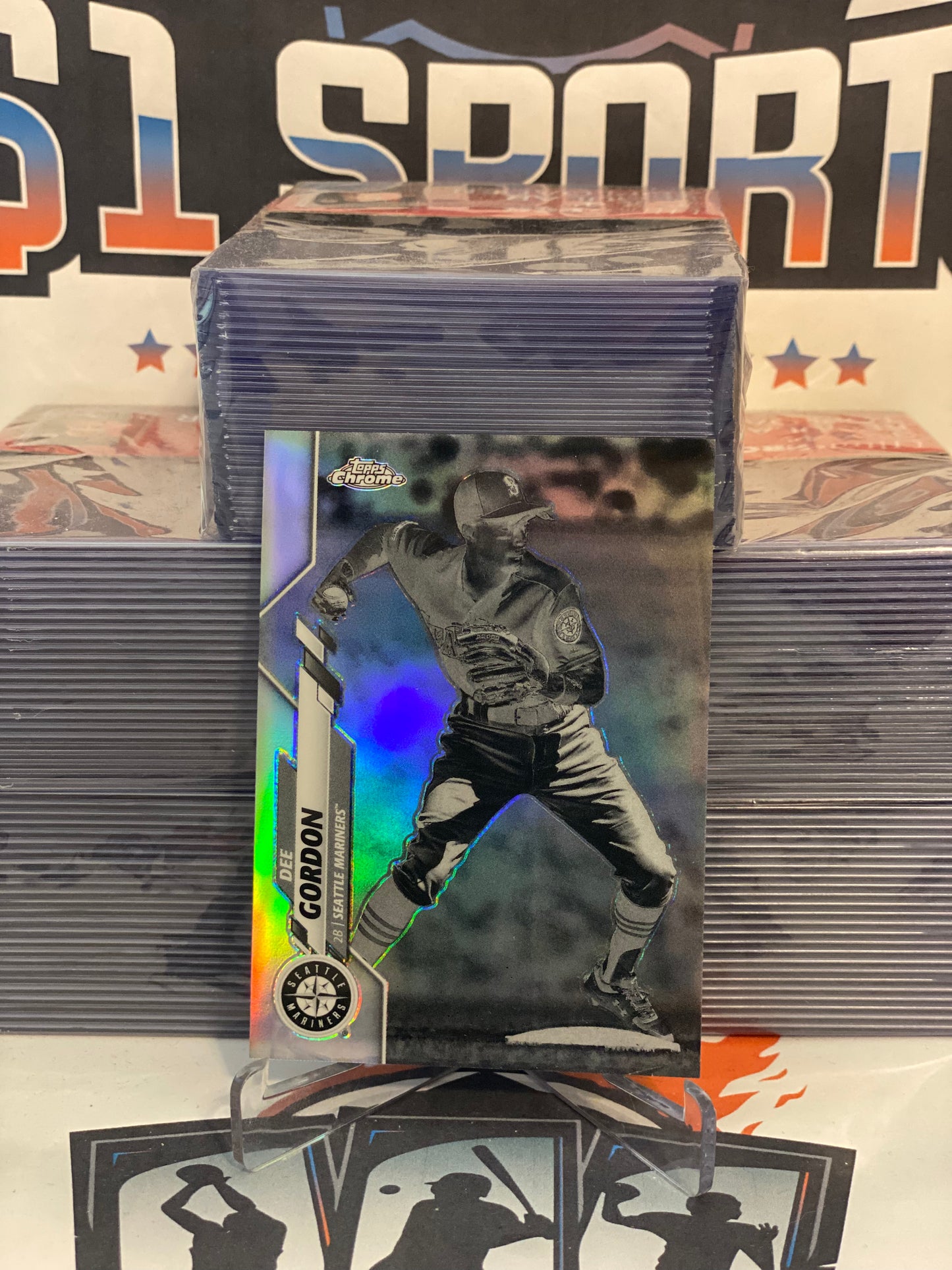 2019 Topps Chrome (Negative Refractor) Dee Gordon #107