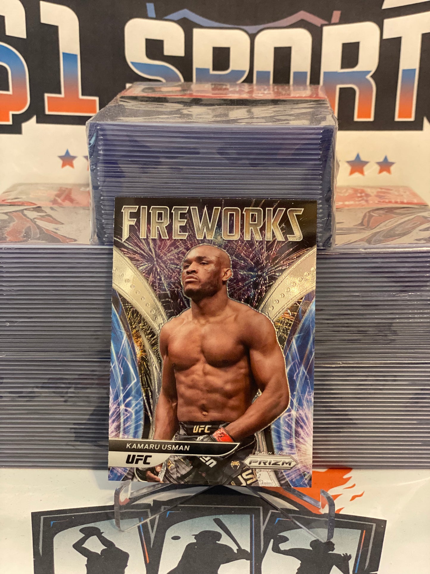 2022 Panini Prizm UFC (Fireworks) Kamaru Usman #11