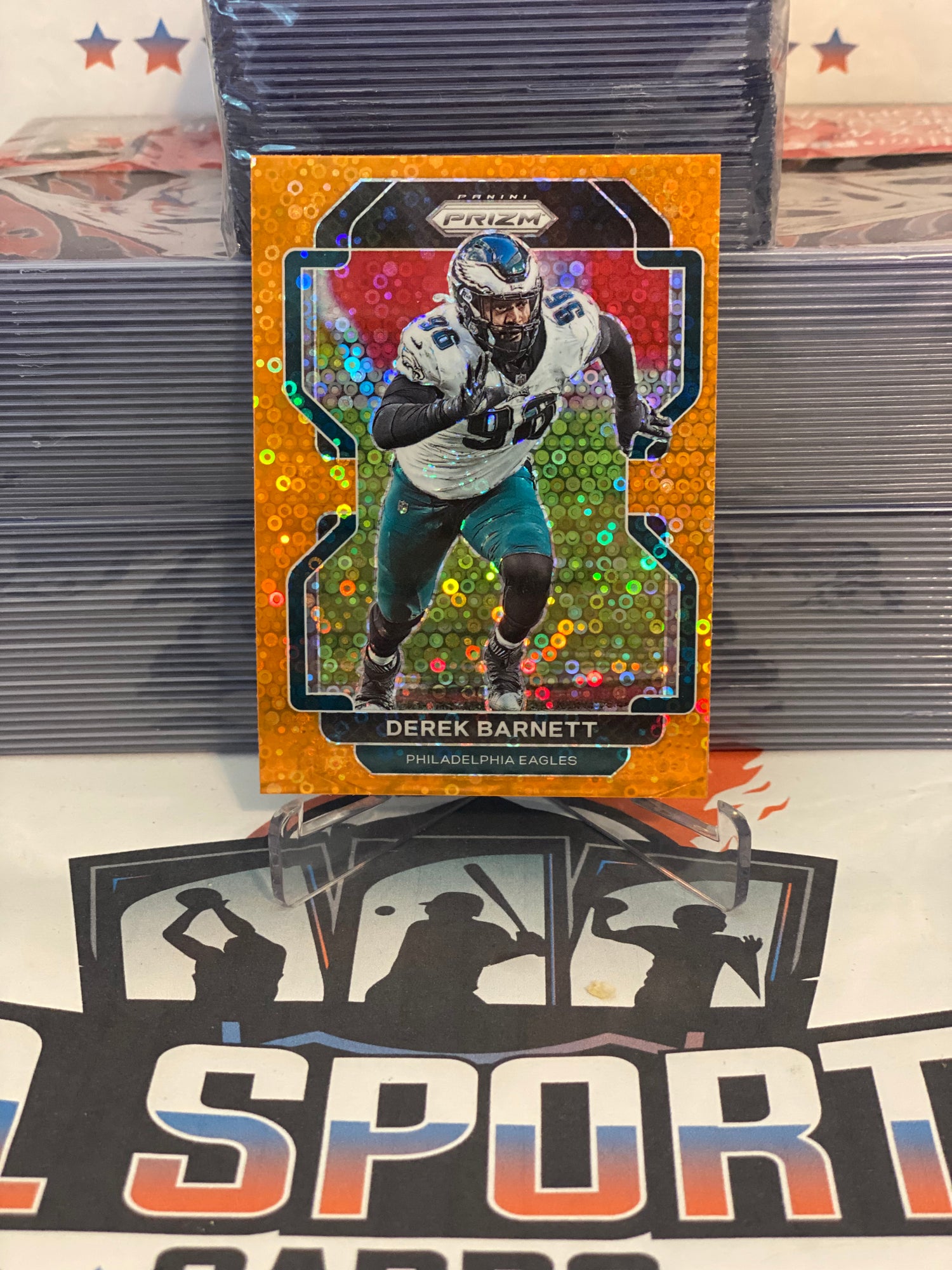 2021 Panini Prizm (Orange Disco Prizm) Derek Barnett #226