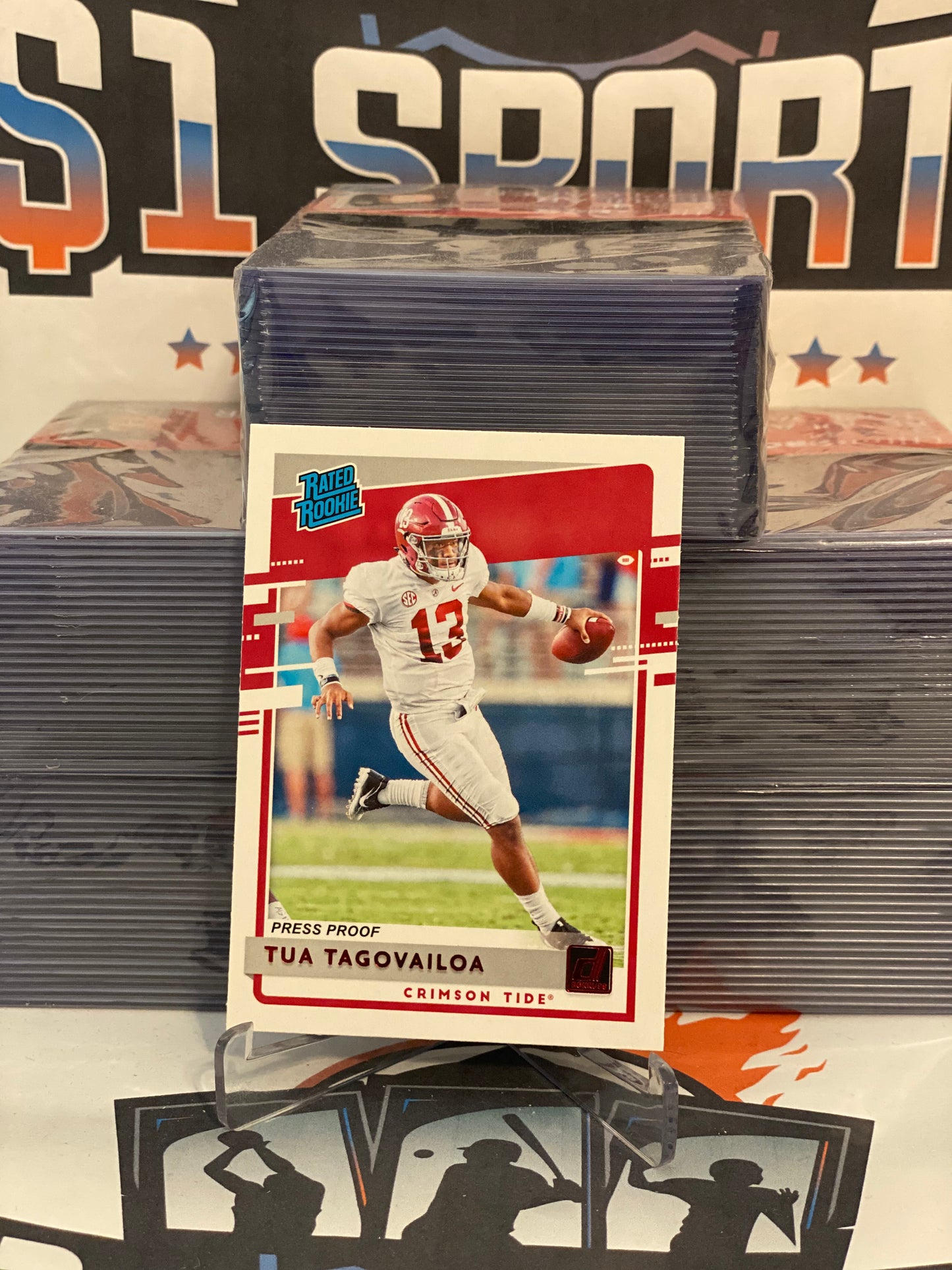 2020 Panini Chronicles Draft Picks (Rated Rookie, Red Press Proof) Tua Tagovailoa #3