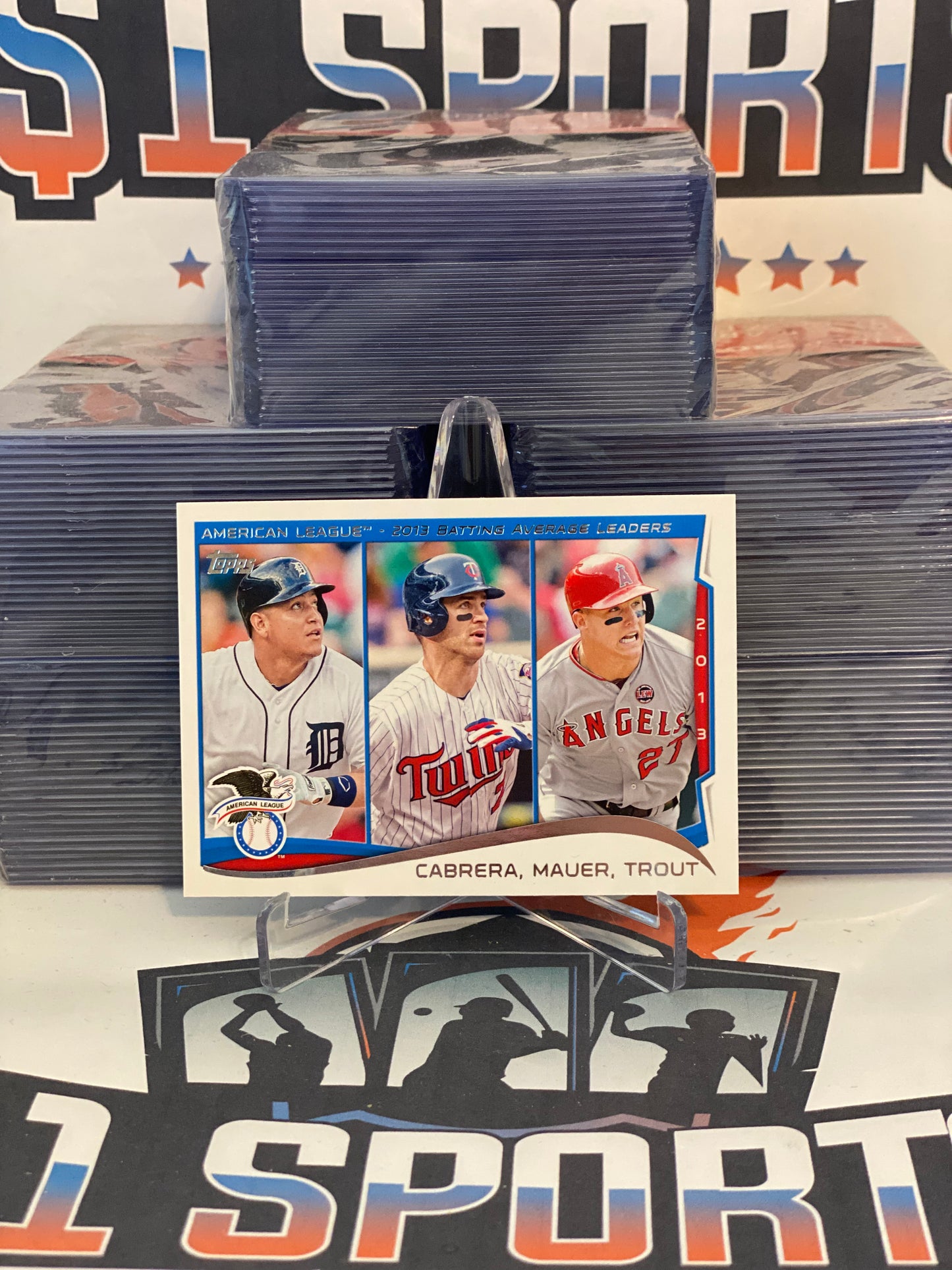 2014 Topps (AL Batting Leaders) Mike Trout, Miguel Cabrera, Joe Mauer #103