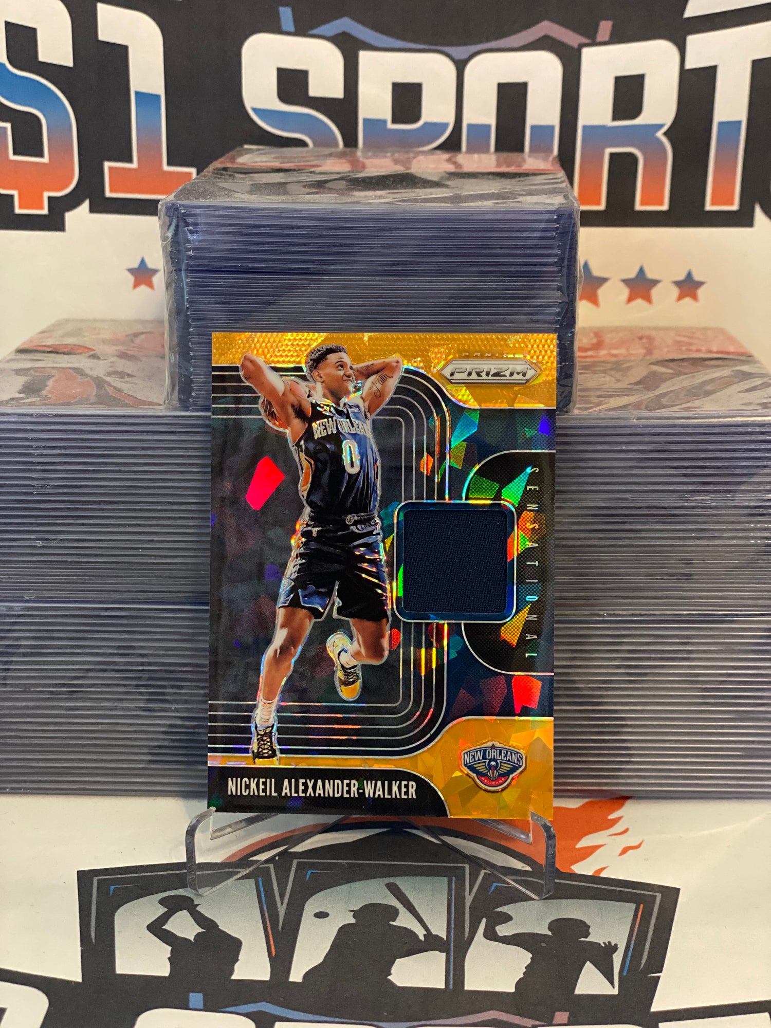 2019 Panini Prizm (Orange Ice Prizm, Sensational Swatches Relic) Nickeil Alexander-Walker Rookie #SS-NAW