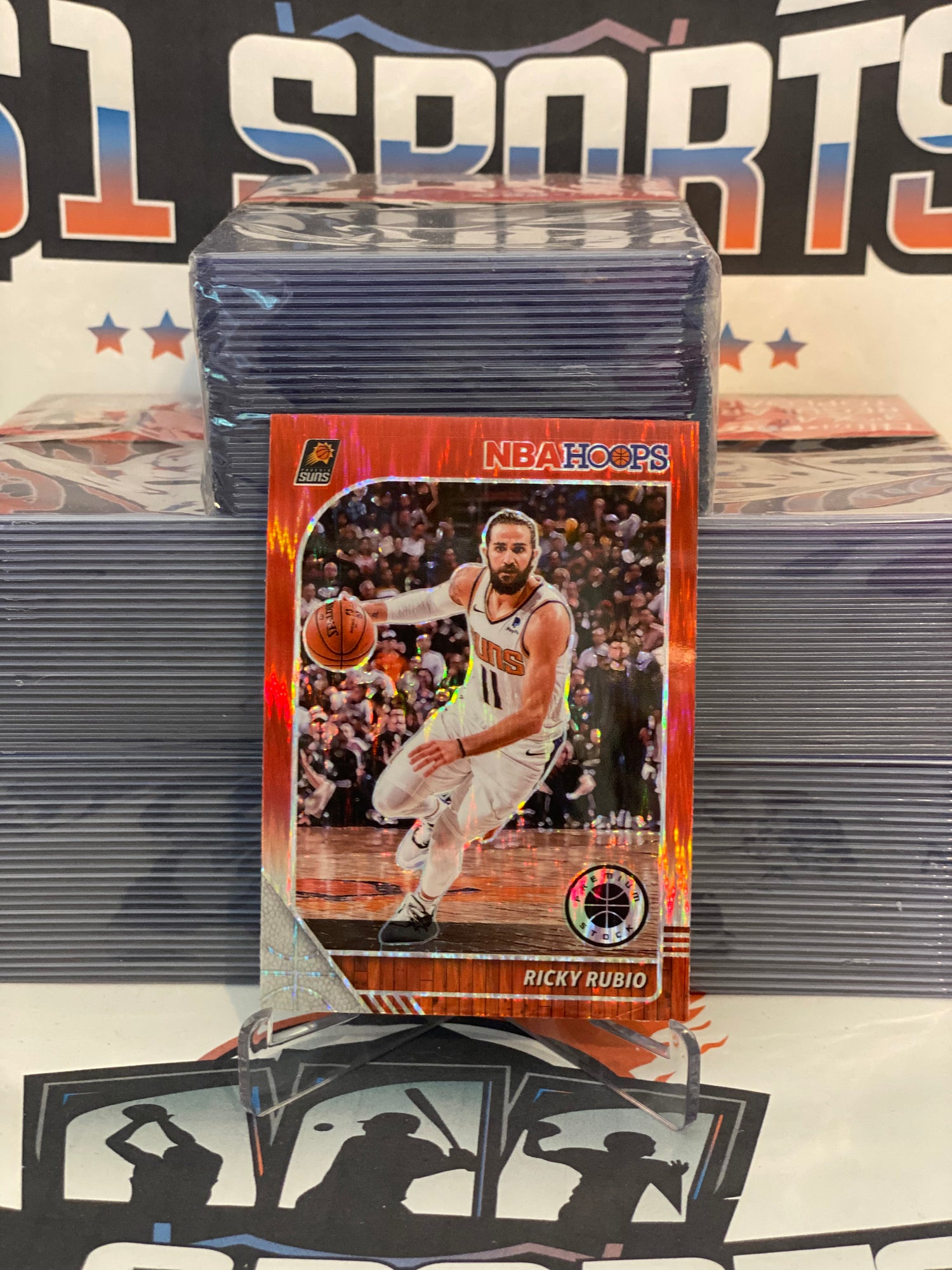 2019 Hoops Premium Stock (Red Flash Prizm) Ricky Rubio #189