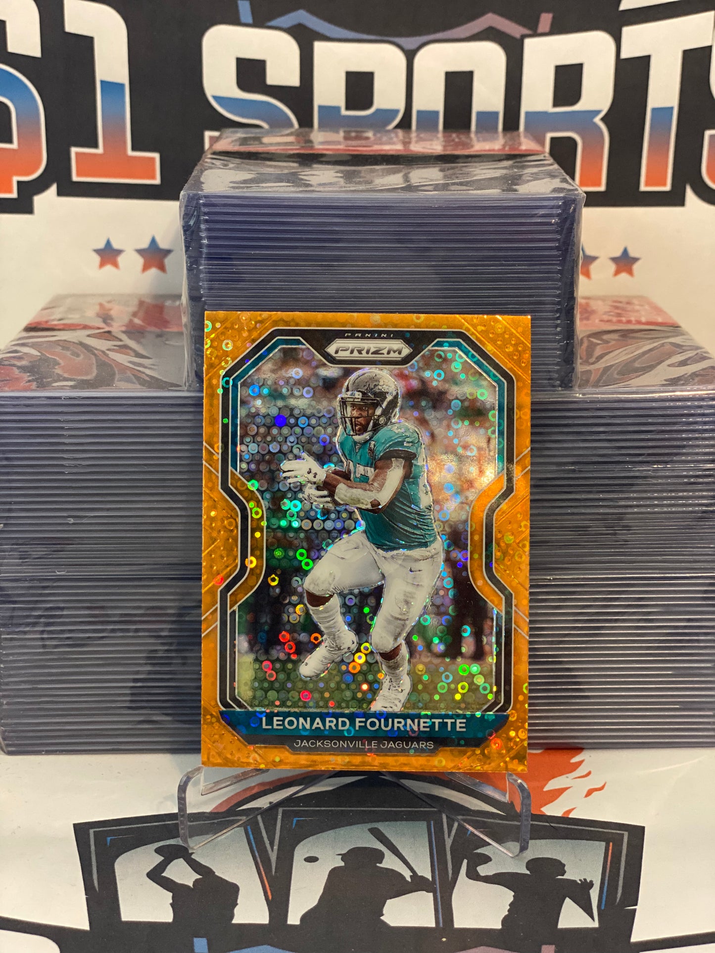 2020 Panini Prizm (Orange Disco Prizm) Leonard Fournette #93