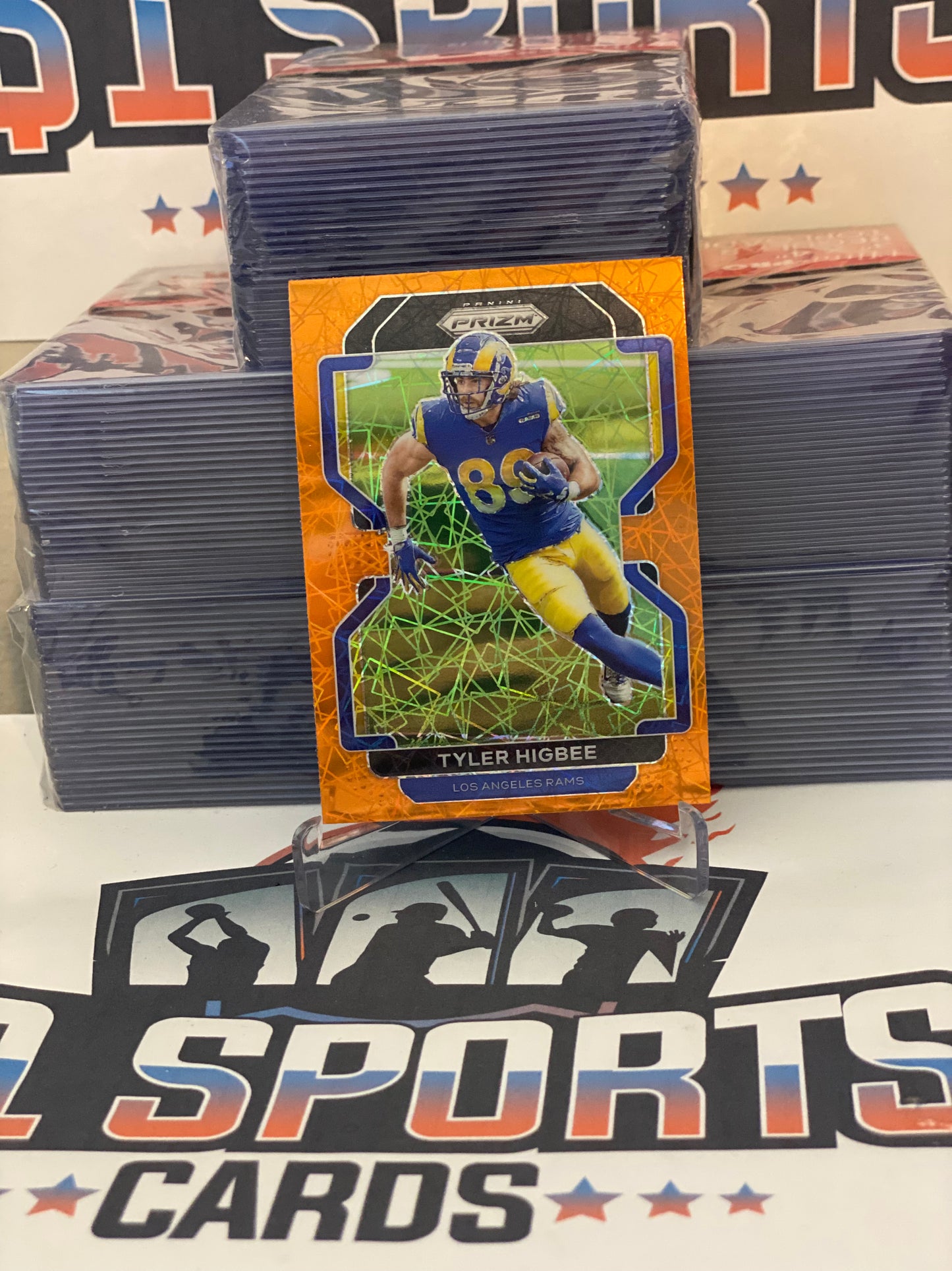 2021 Panini Prizm (Orange Lazer Prizm) Tyler Higbee #66