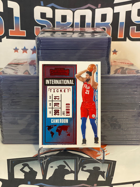 2020 Panini Contenders (Red, International Ticket) Joel Embiid #8