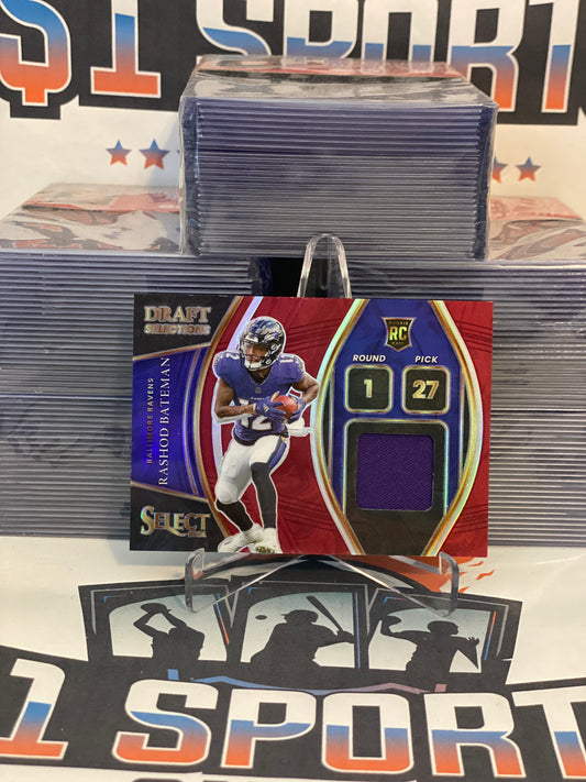 2021 Panini Select (Red Prizm, Draft Selections Relic) Rashod Bateman Rookie #DS-RBA