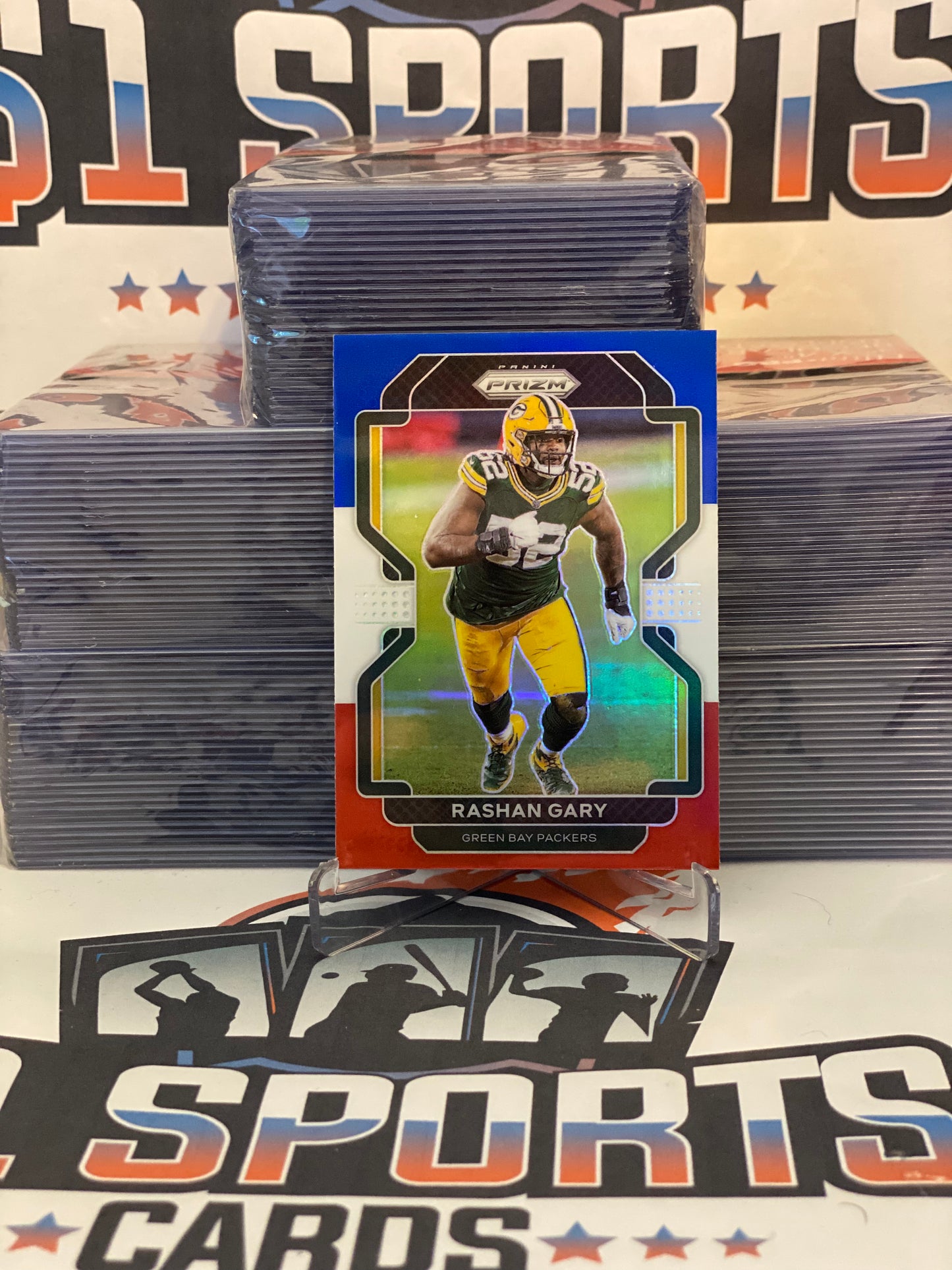 2021 Panini Prizm (Red White & Blue Prizm) Rashan Gary #141