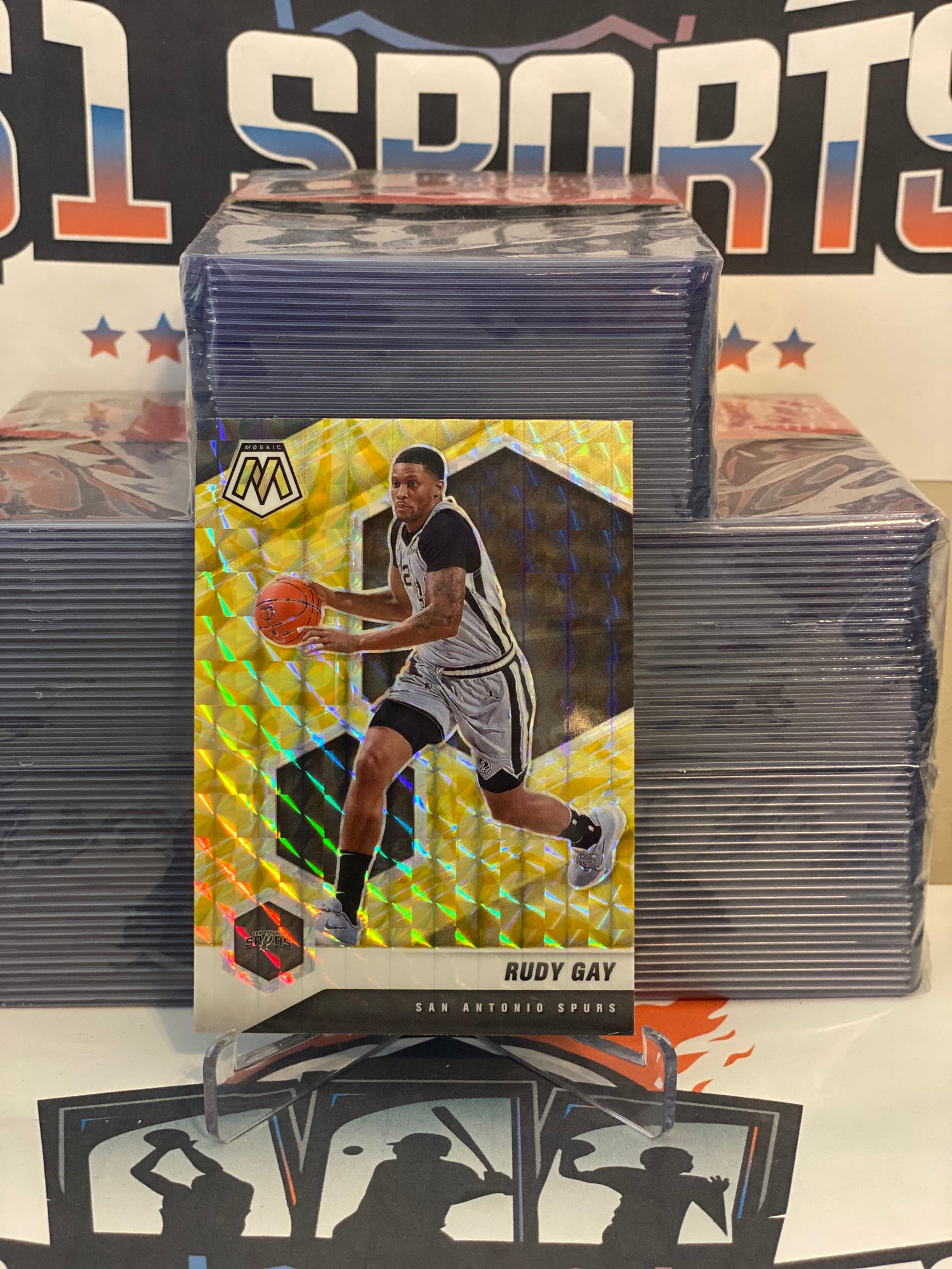 2020 Panini Mosaic (Yellow Reactive Prizm) Rudy Gay #160