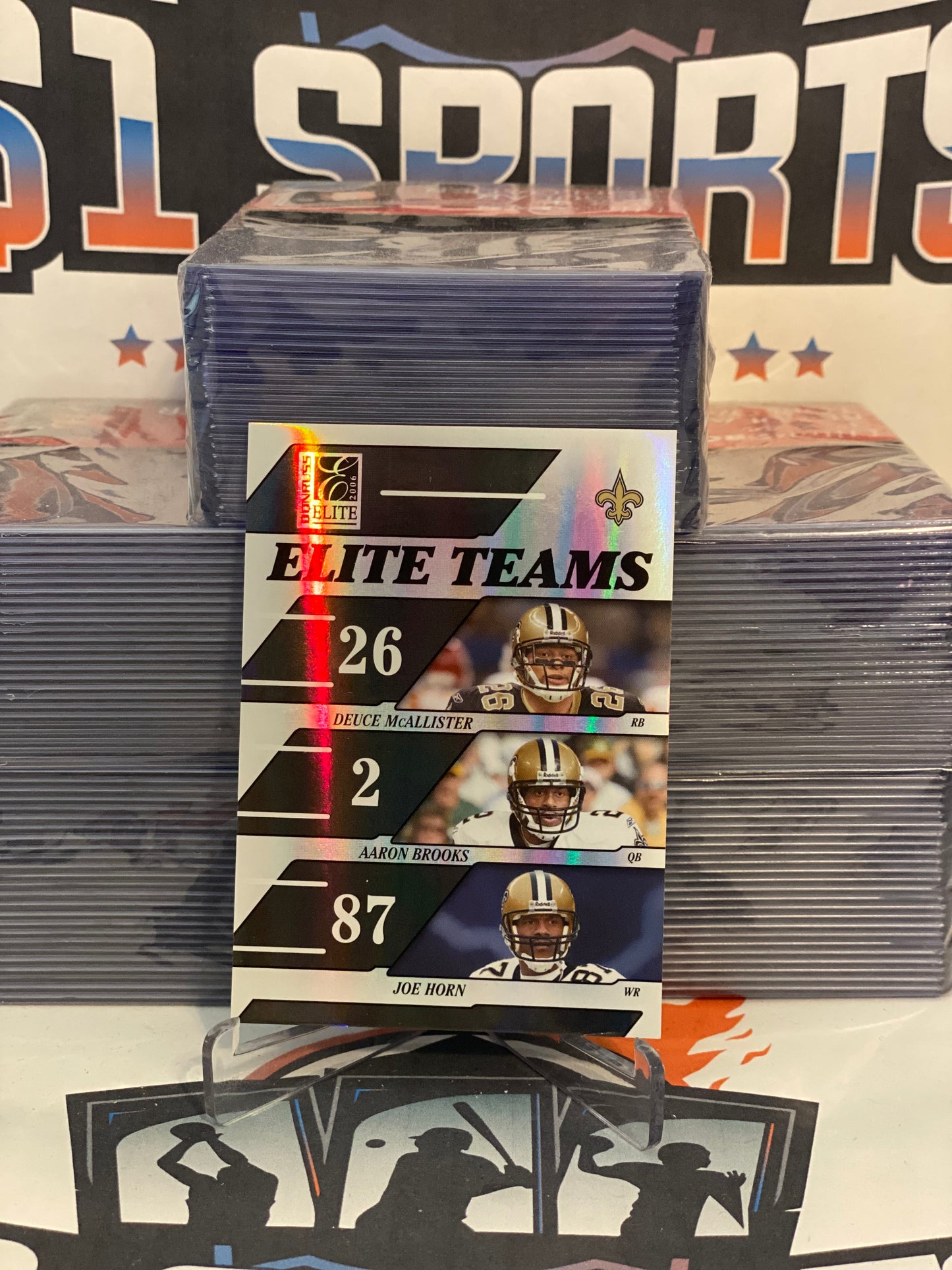 2006 Donruss Playoff (Elite Teams 0993/1000) Deuce McAllister, Aaron Brooks, Joe Horn #ET-14