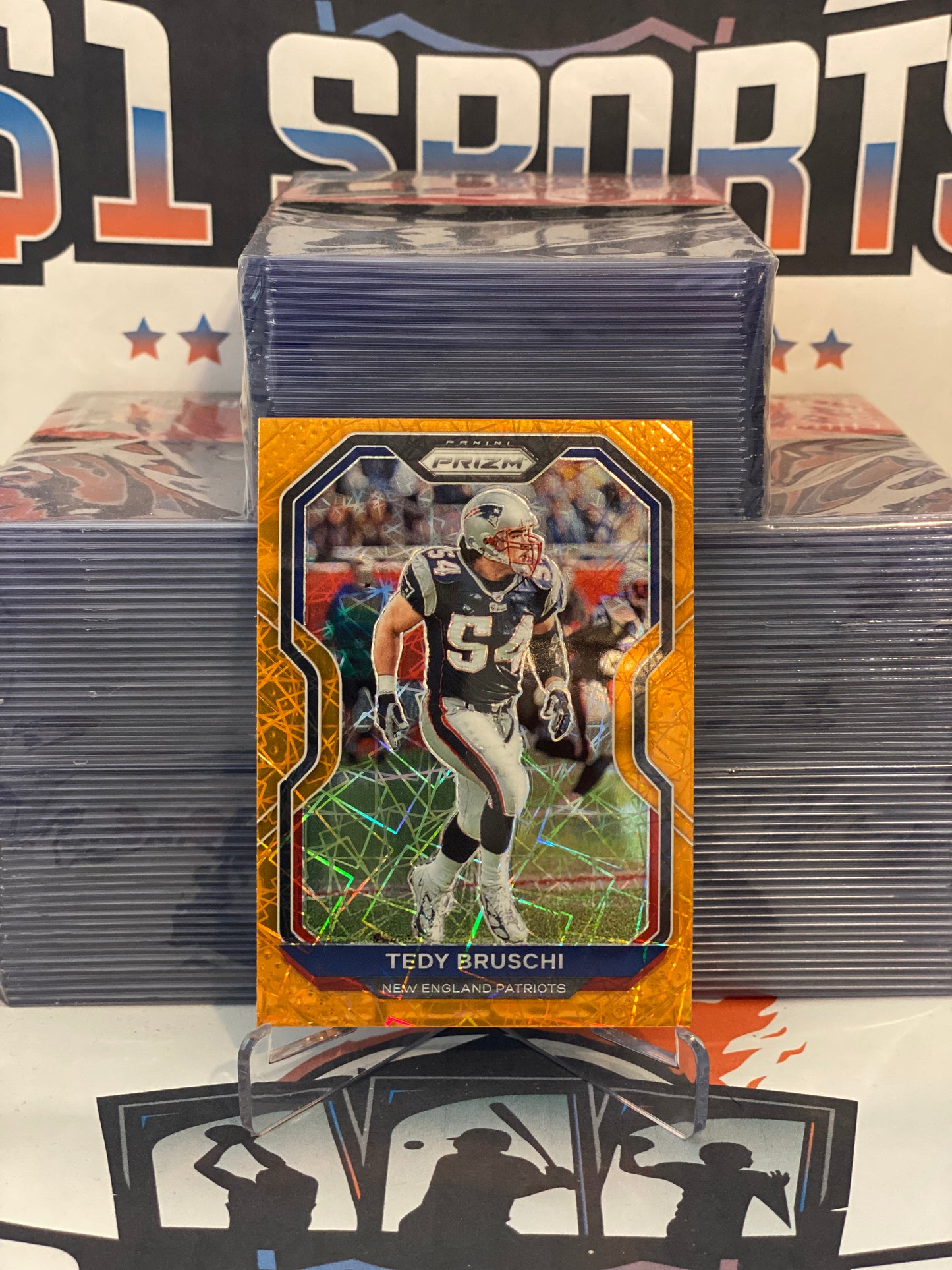 2020 Panini Prizm (Orange Lazer Prizm) Tedy Bruschi #26