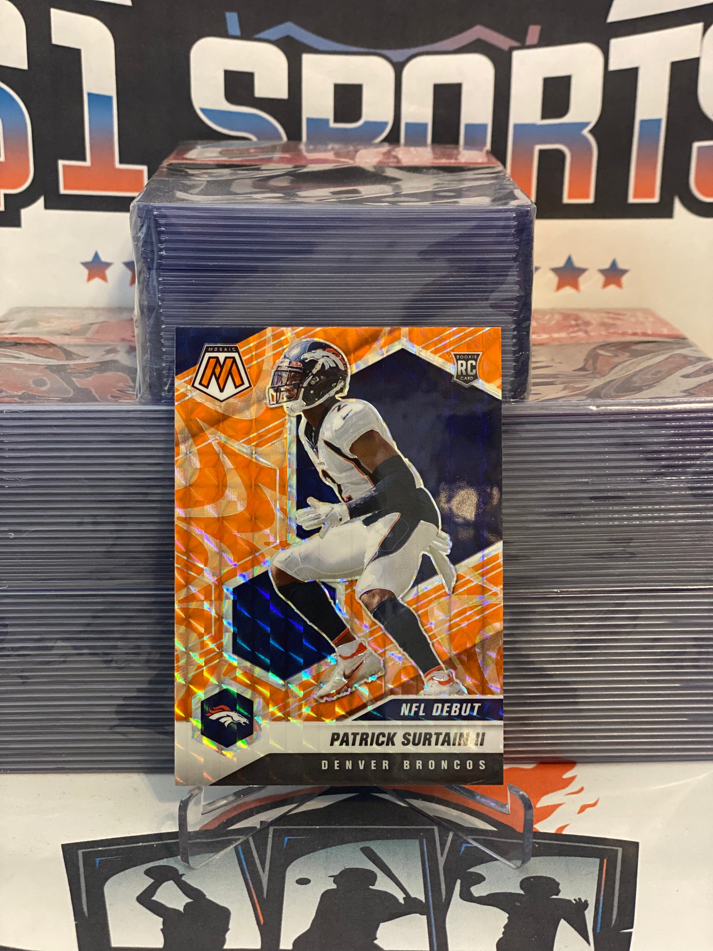 2021 Panini Mosaic (Orange Reactive Prizm, NFL Debut) Patrick Surtain II Rookie #256