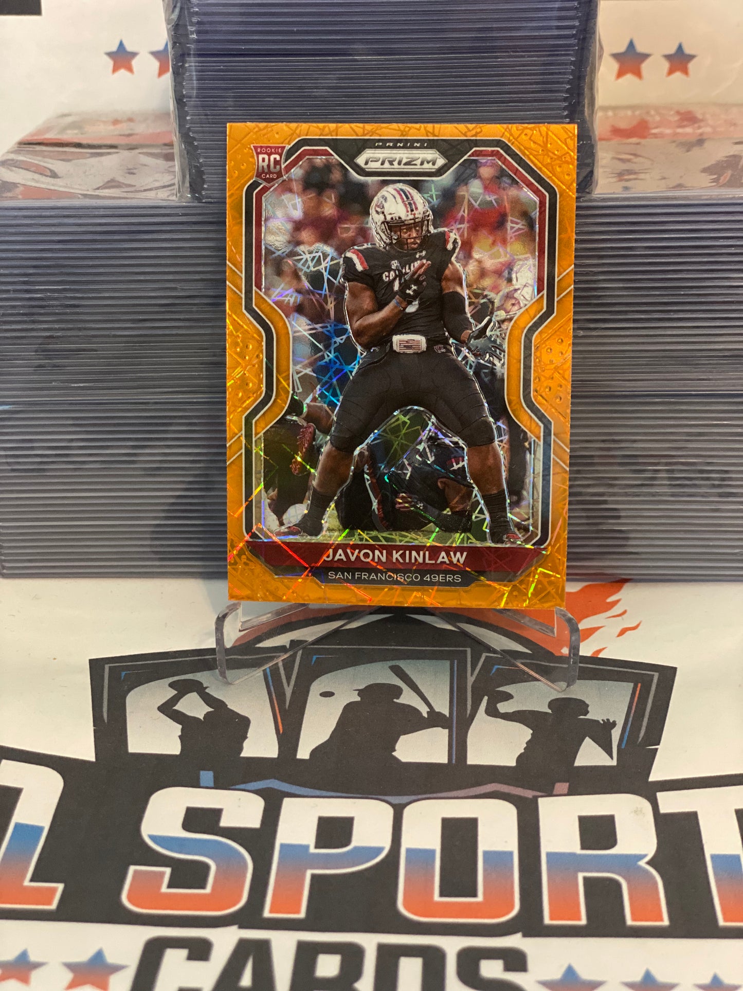 2020 Panini Prizm (Orange Lazer Prizm) Javon Kinlaw Rookie #302