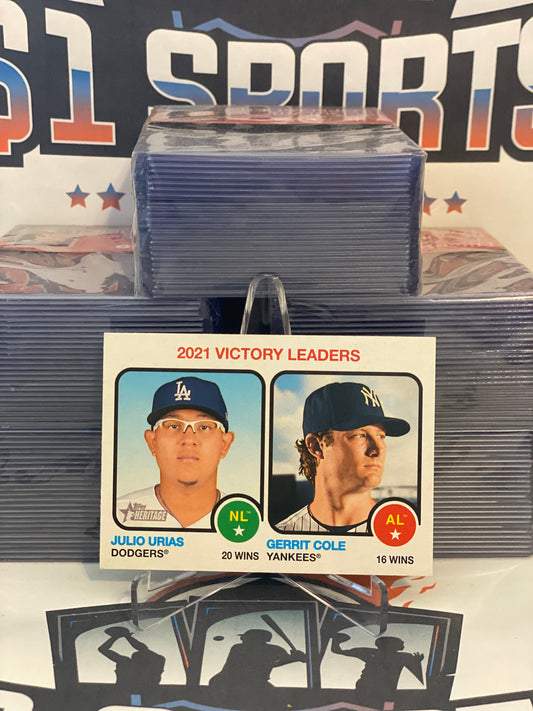 2021 Topps Heritage (Victory Leaders) Julio Urias & Gerrit Cole #65