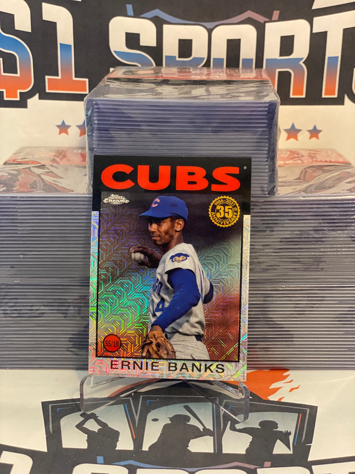 2021 Topps Update (Silver Pack Refractor, 1986 Redux) Ernie Banks #86C-23