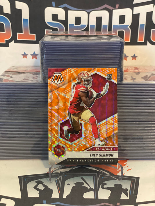 2021 Panini Mosaic (Orange Reactive Prizm, NFL Debut) Trey Sermon Rookie #255