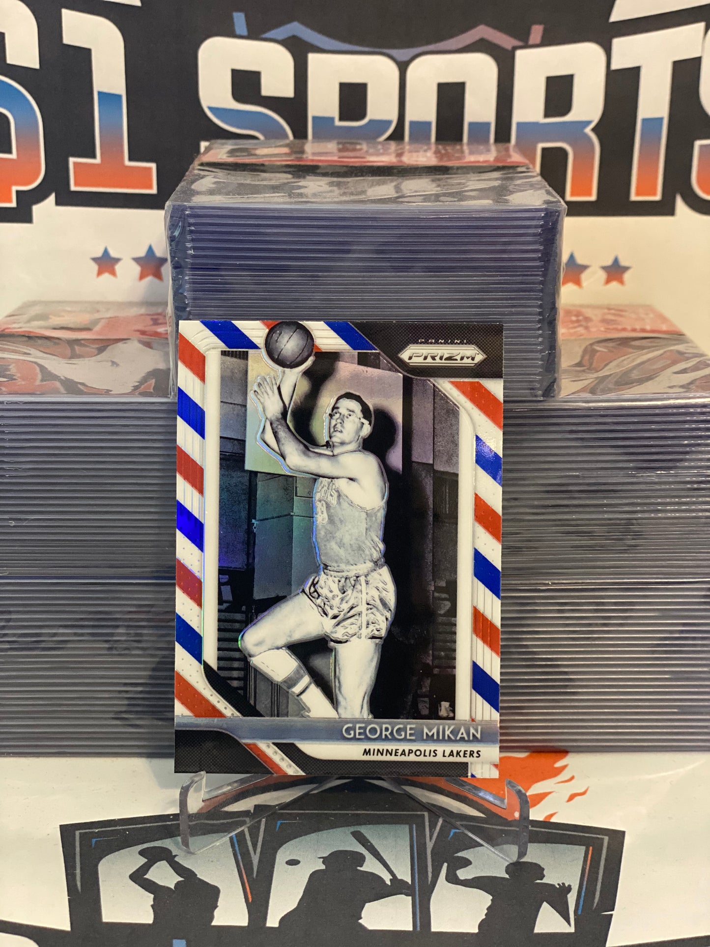 2017 Panini Prizm (Red White Blue Prizm) George Mikan #285