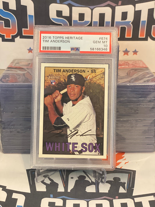 2016 Topps Heritage Tim Anderson Rookie #674 - PSA 10