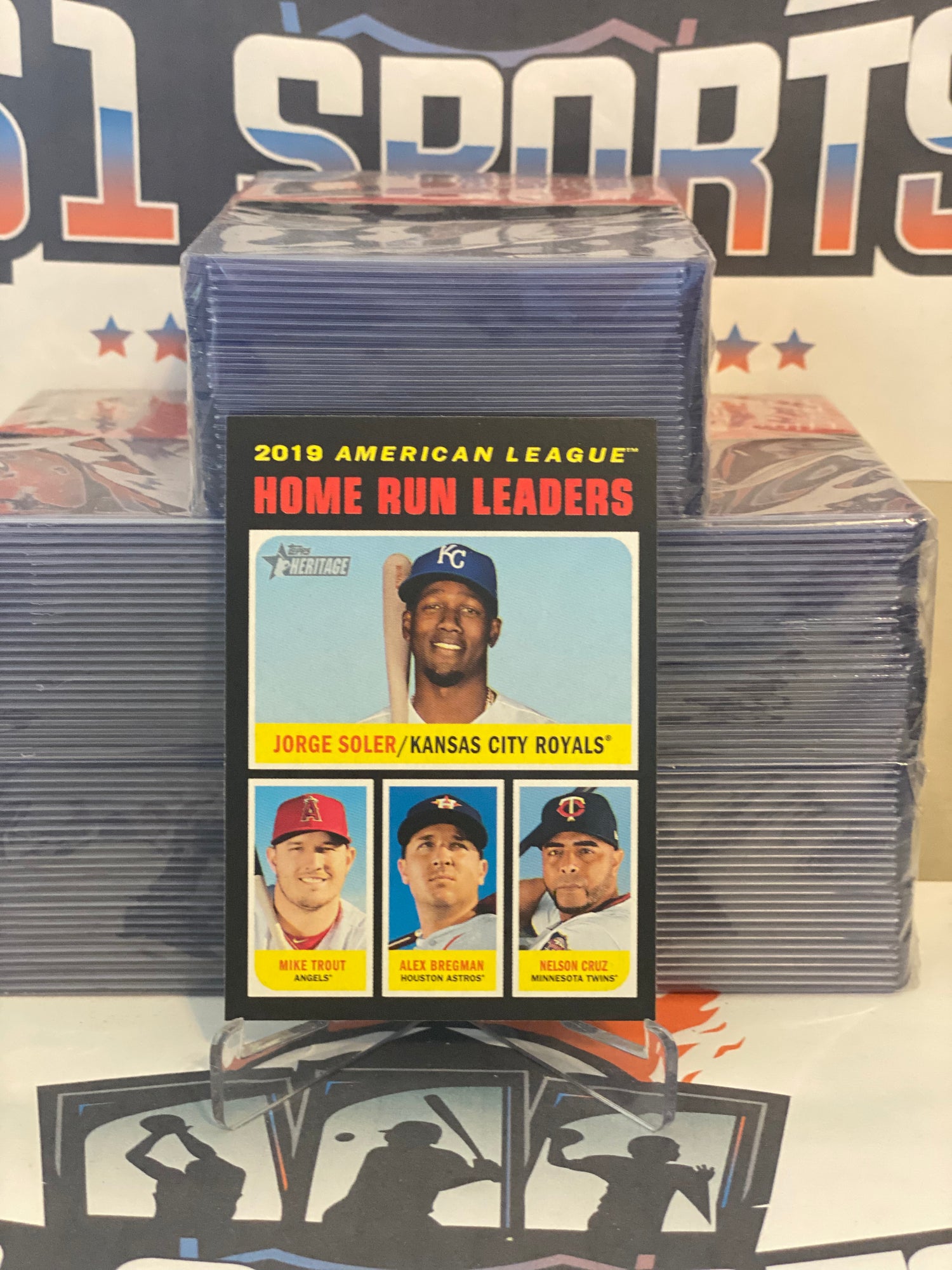 2020 Topps Heritage (2019 AL Home Run Leaders) Mike Trout, Jorge Soler, Alex Bregman, Nelson Cruz #65