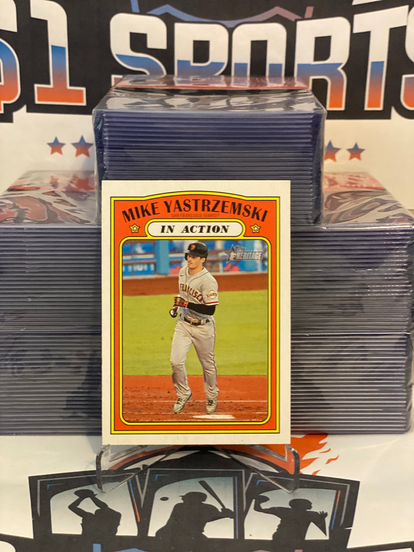 2021 Topps Heritage (In Action) Mike Yastrzemski #136